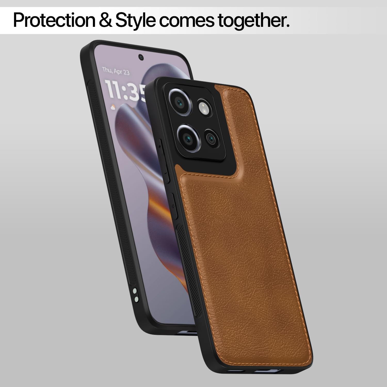 Pikkme Moto Edge 50 neo 5G Leatherback Back Case | Brown