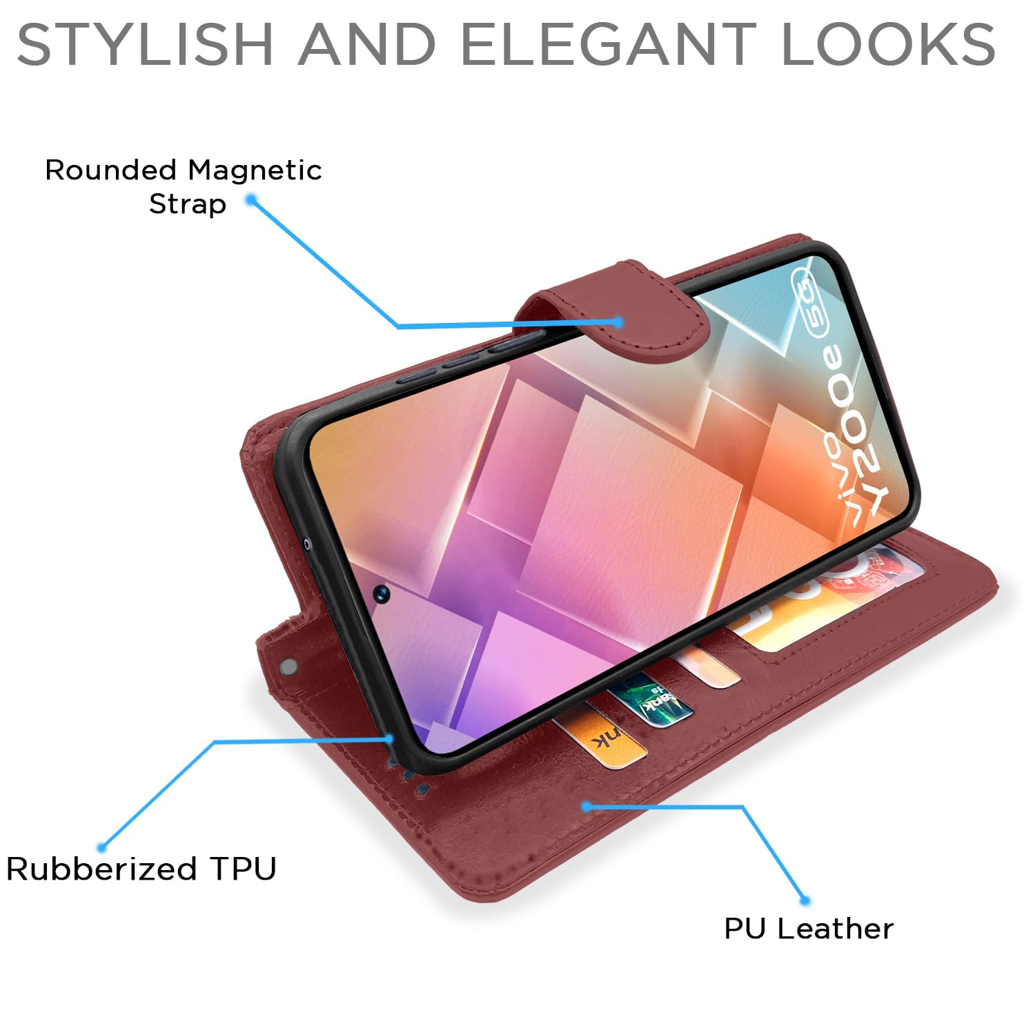 Pikkme brown mobile flip cover for Vivo T3/Y200e 5G – photo 3