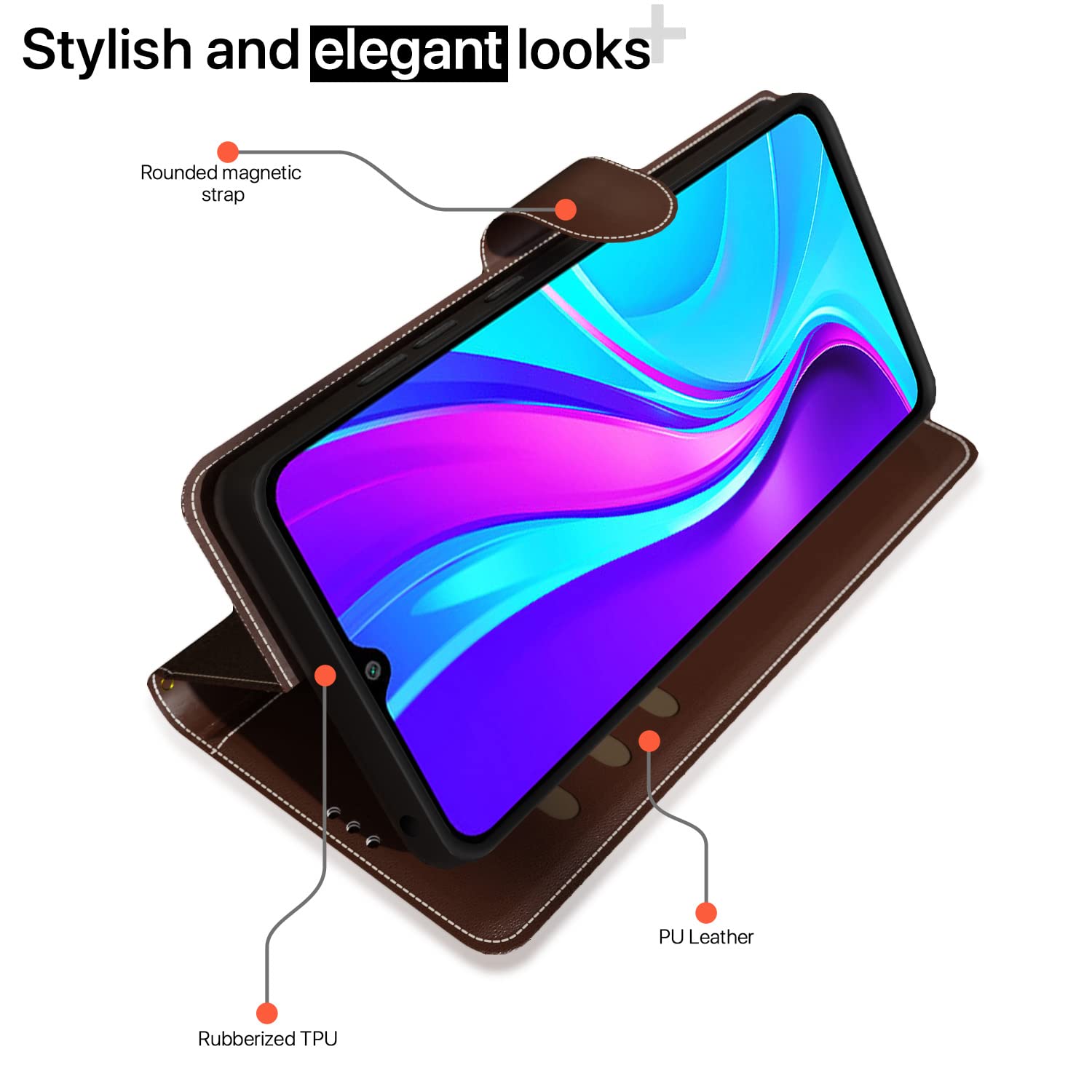Pikkme Redmi 9/9C/10A/10A Sport/Poco C31 brown & coffee wallet flip cover – photo 3