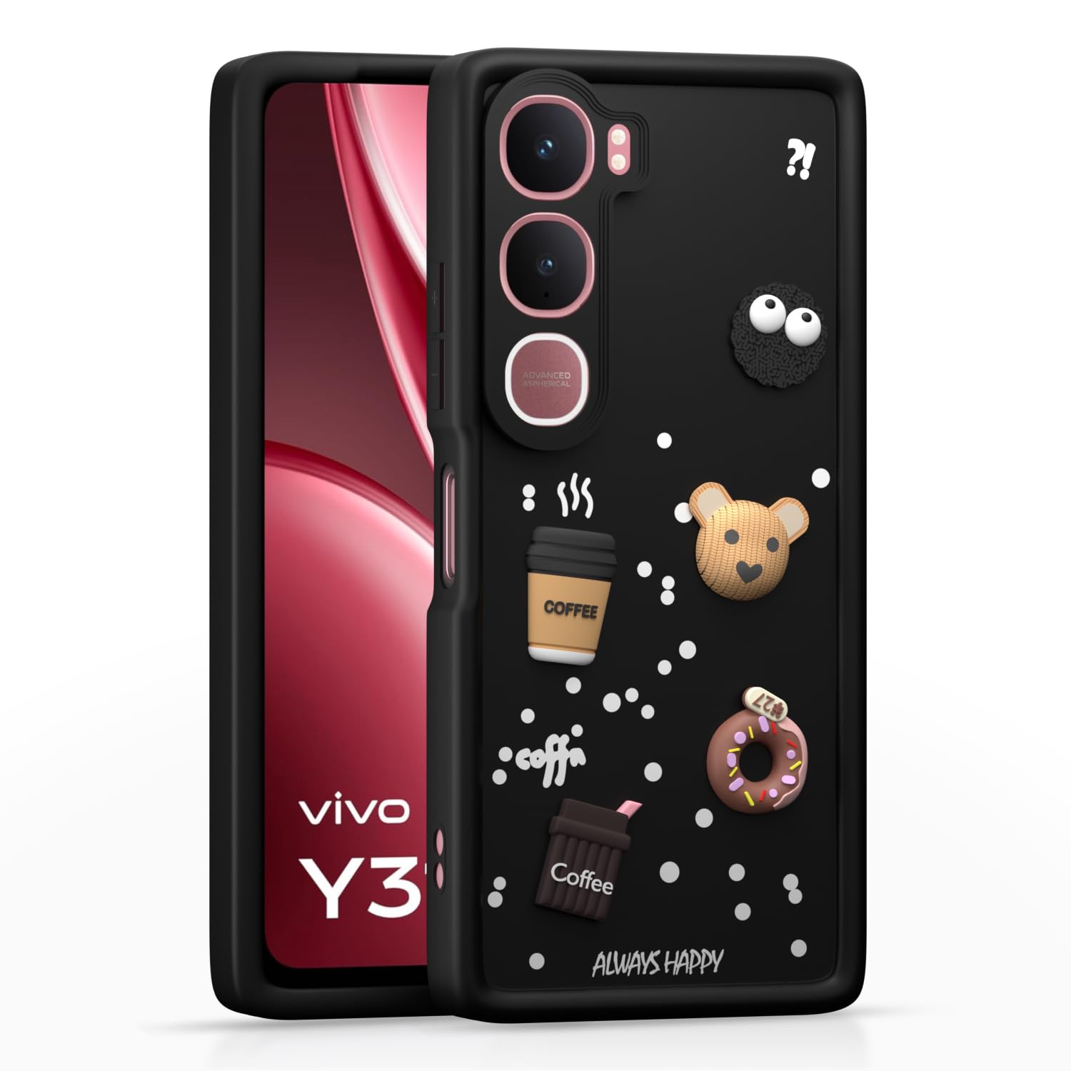 Vivo Y31 5G/3D mobile cover in black by Pikkme