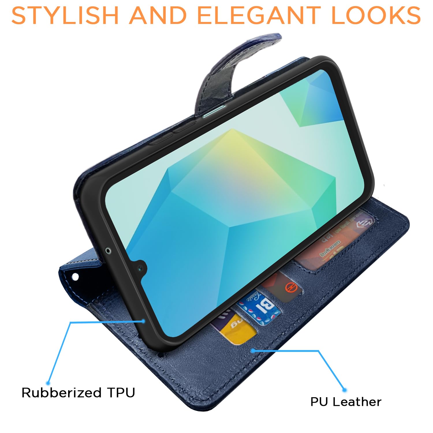 Pikkme navy & light blue Magnetic mobile flip cover for Samsung A16 5G – photo 3