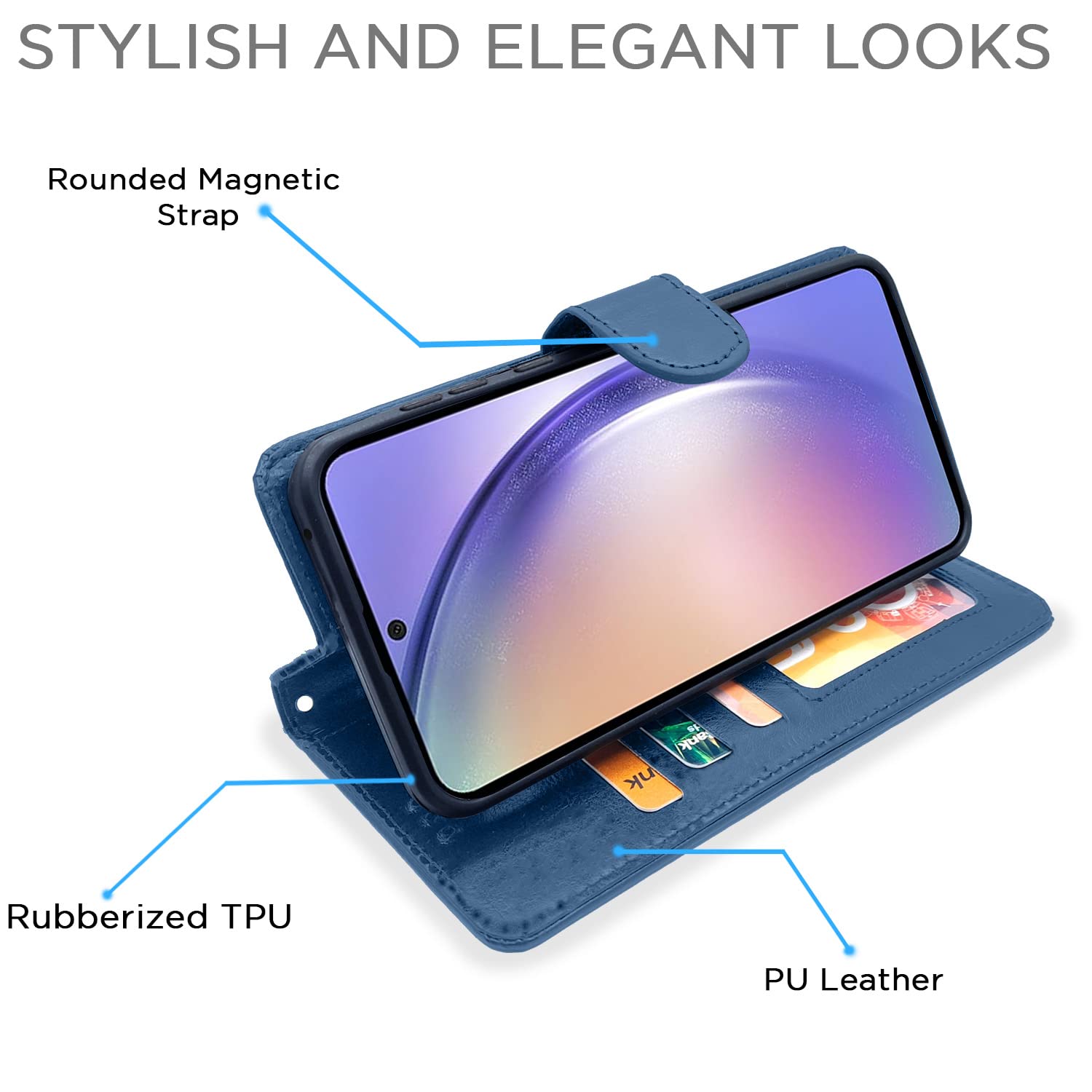 Pikkme Samsung Galaxy A54 5G Vintage Flip Cover (Blue)