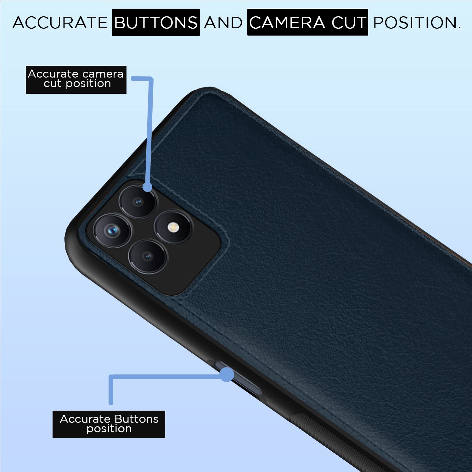 Pikkme Realme Narzo 50 4G / Realme 8i 4G Leatherback Back Case | Blue