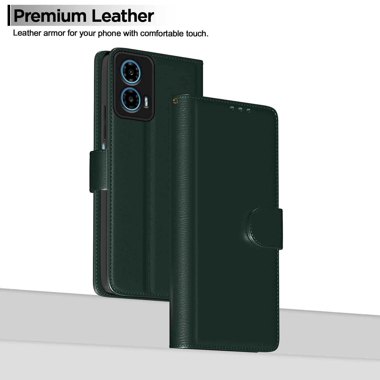 Moto G34/G45 5G wallet flip cover in green by Pikkme – photo 2