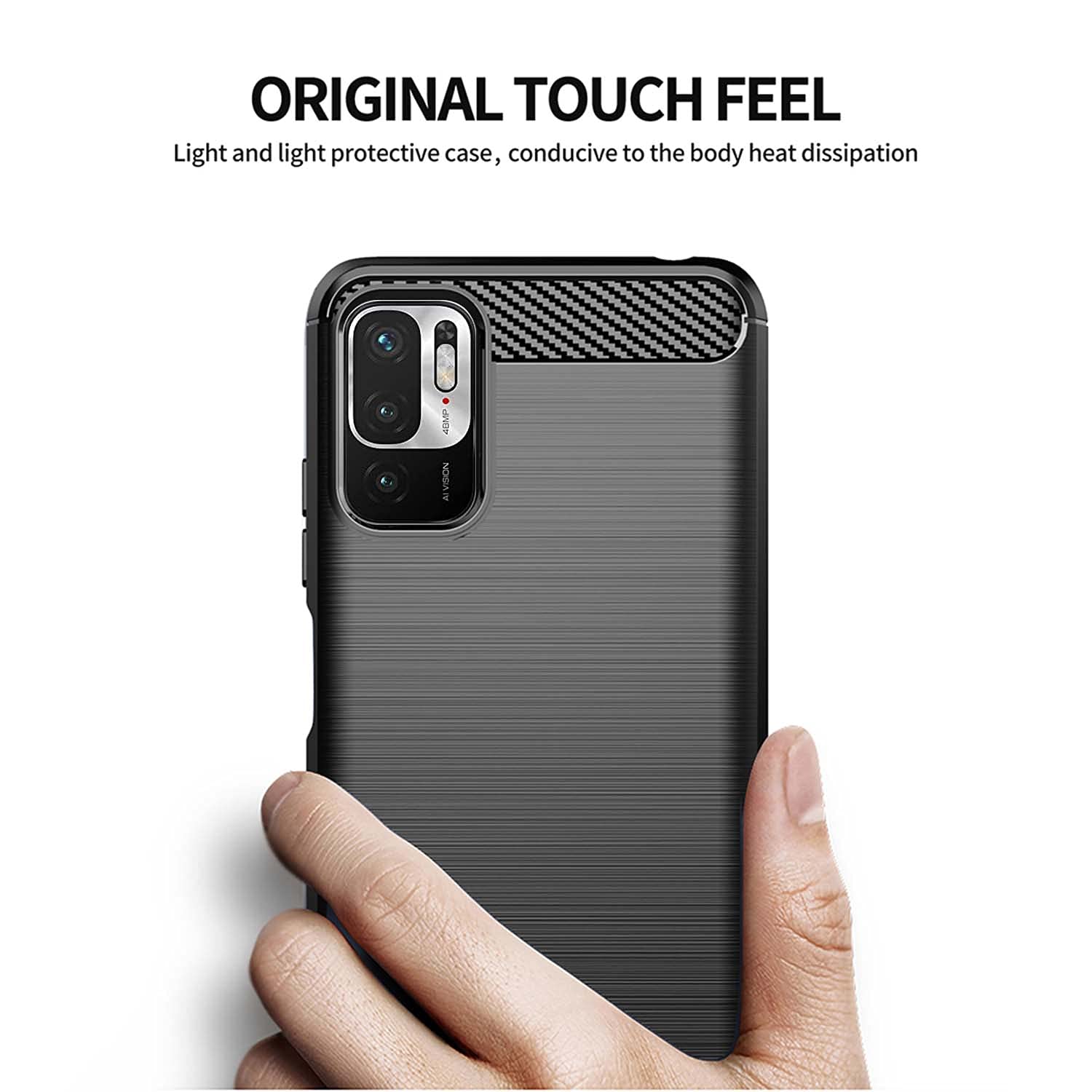 Pikkme Xiaomi Redmi Note 10T 5G Hybrid Carbon Fiber Back Cover | Black