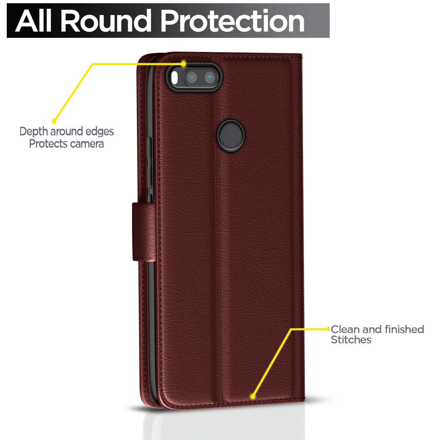 Mi A1 mobile flip cover in brown by Pikkme – photo 4