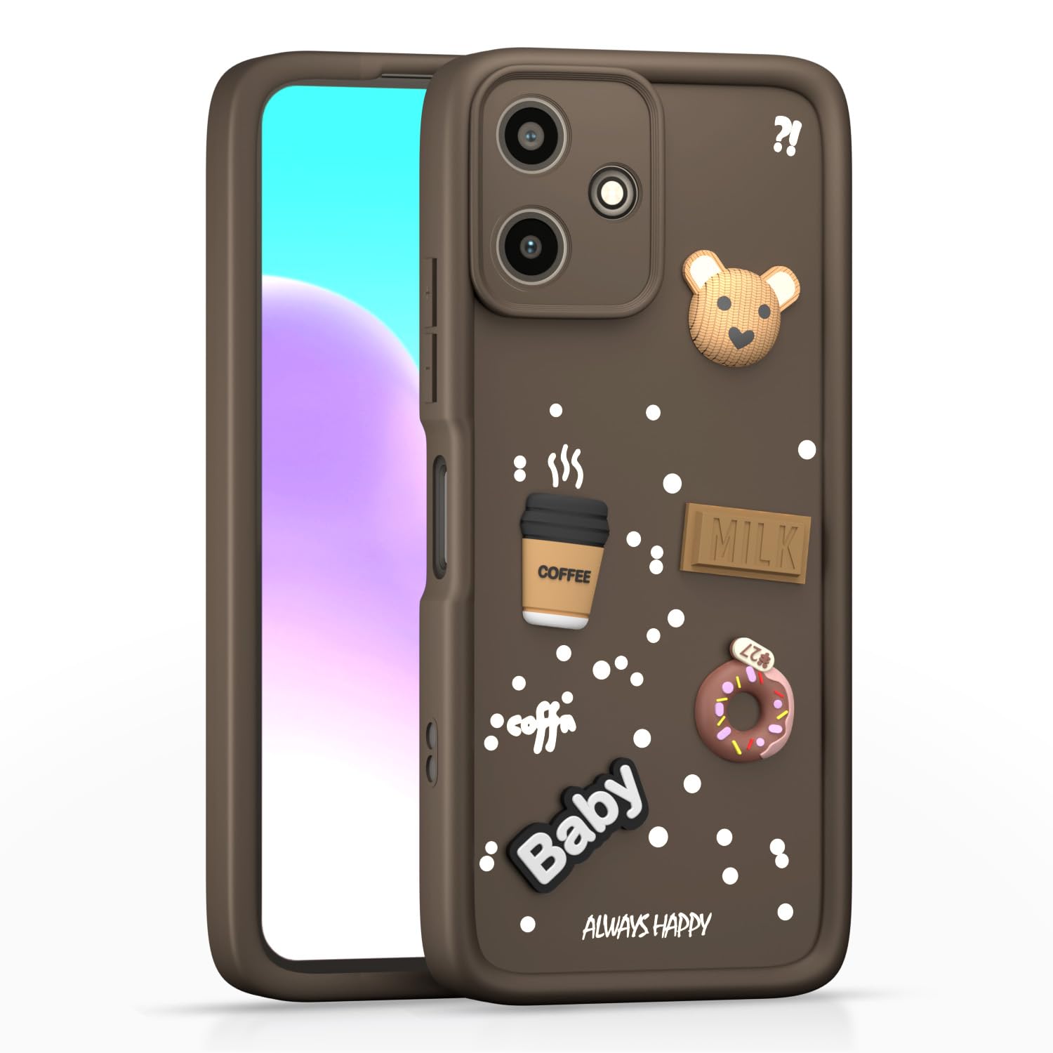 Redmi 12 5G / Poco M6 Pro 5G Cute Fun Cartoon 3D Bear Silicone Full Body Protection cartoon Brown