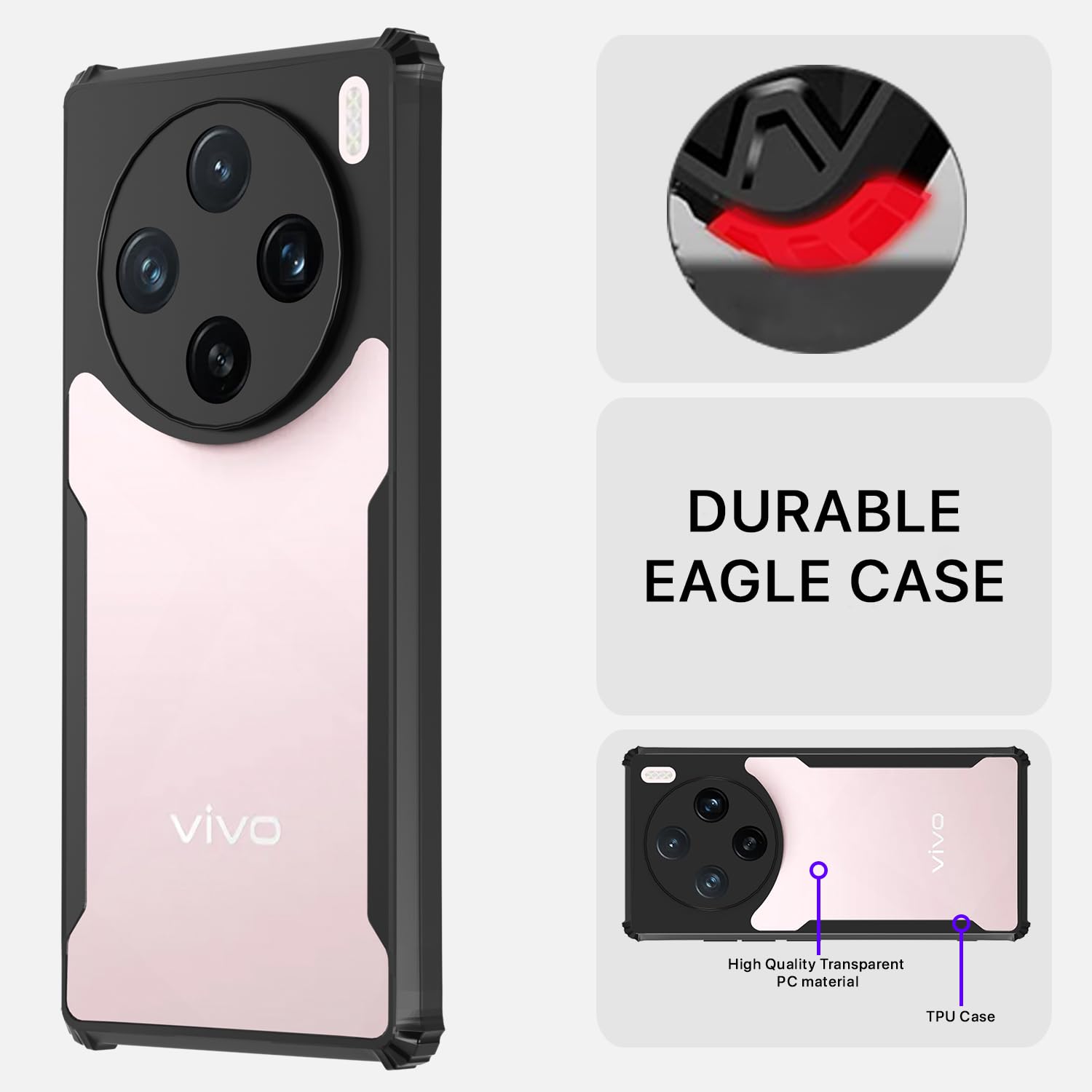 Pikkme Vivo X200 5G Eagle Back Cover (Black)
