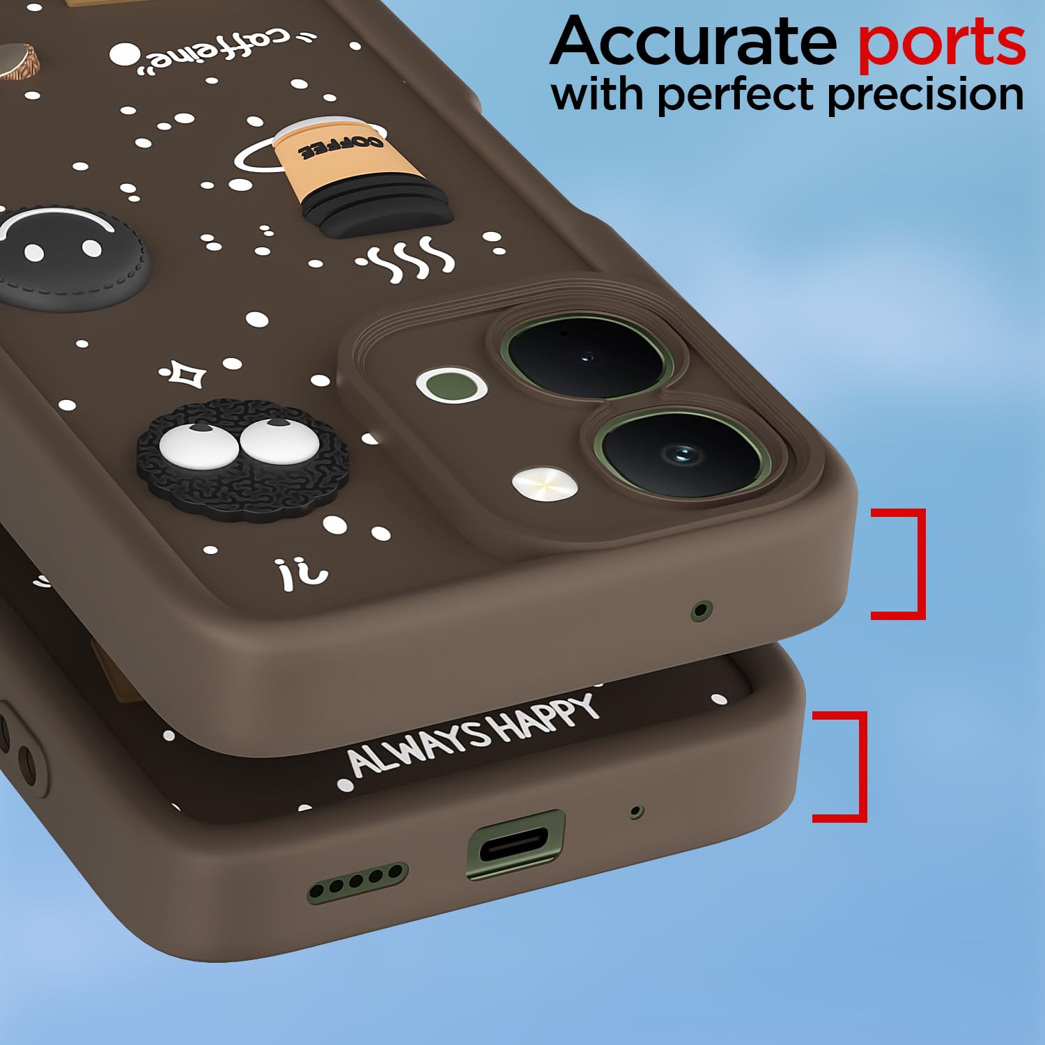 Vivo T5x/Y51 Pro/iQOO Z11x 5G/3D Silicone phone cover in brown by Pikkme – photo 4
