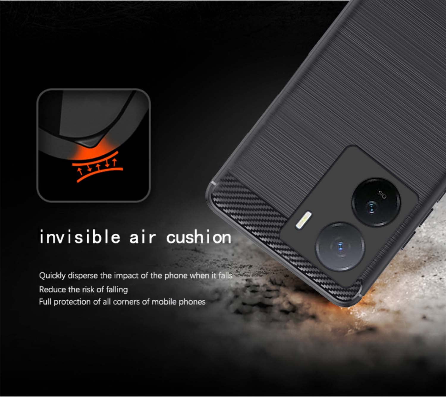 Pikkme iQOO Z7 5G / iQOO Z7s 5G Hybrid Carbon Fiber Back Cover | Black