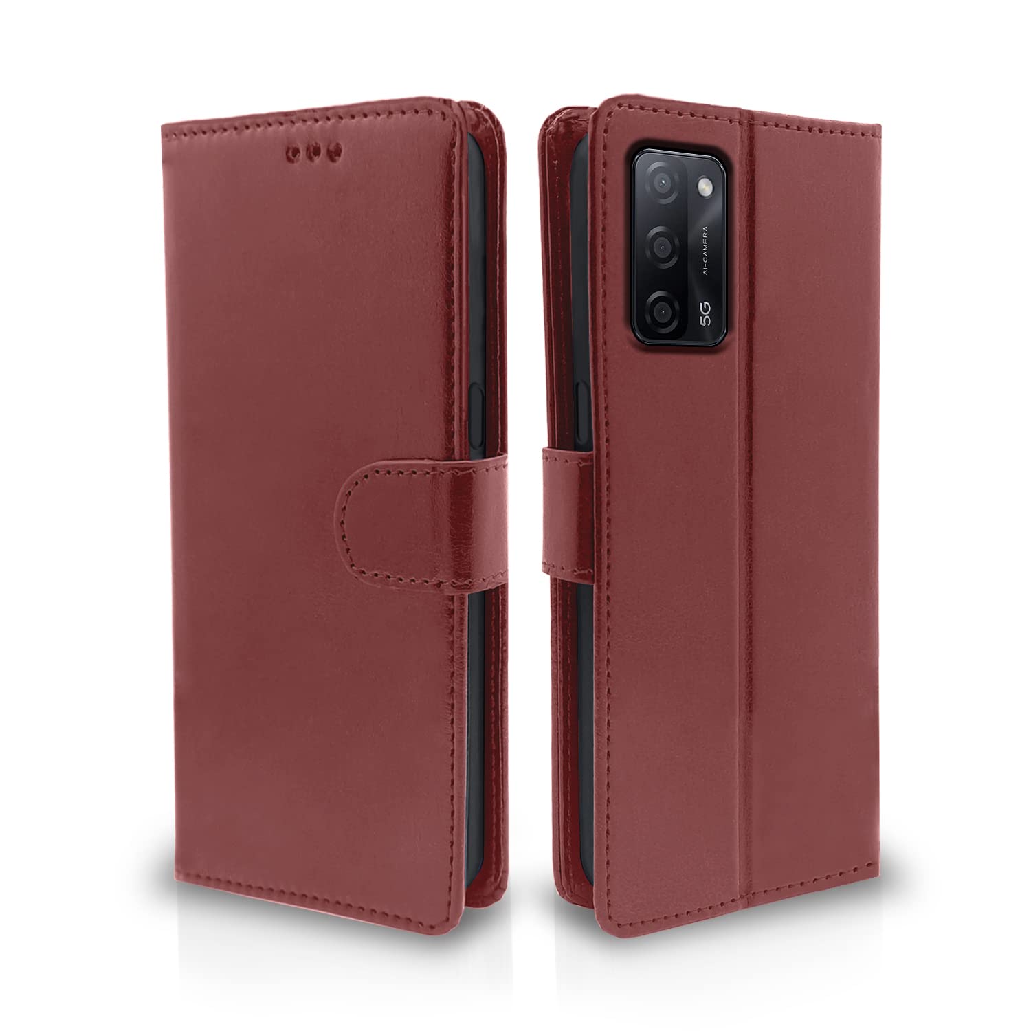 Pikkme brown Wallet mobile flip cover for Oppo A53s 5G