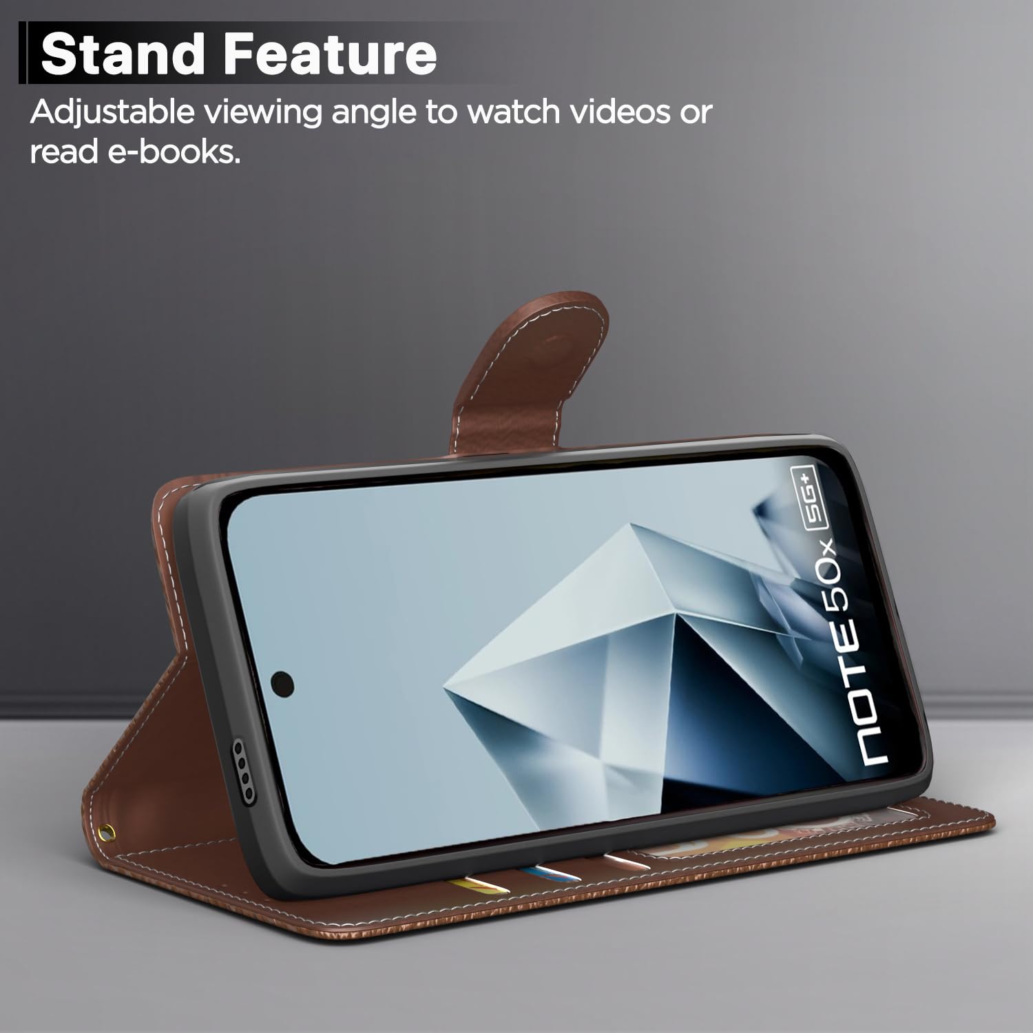 Pikkme Infinix Note 50x 5G Wallet tan flip case – photo 3