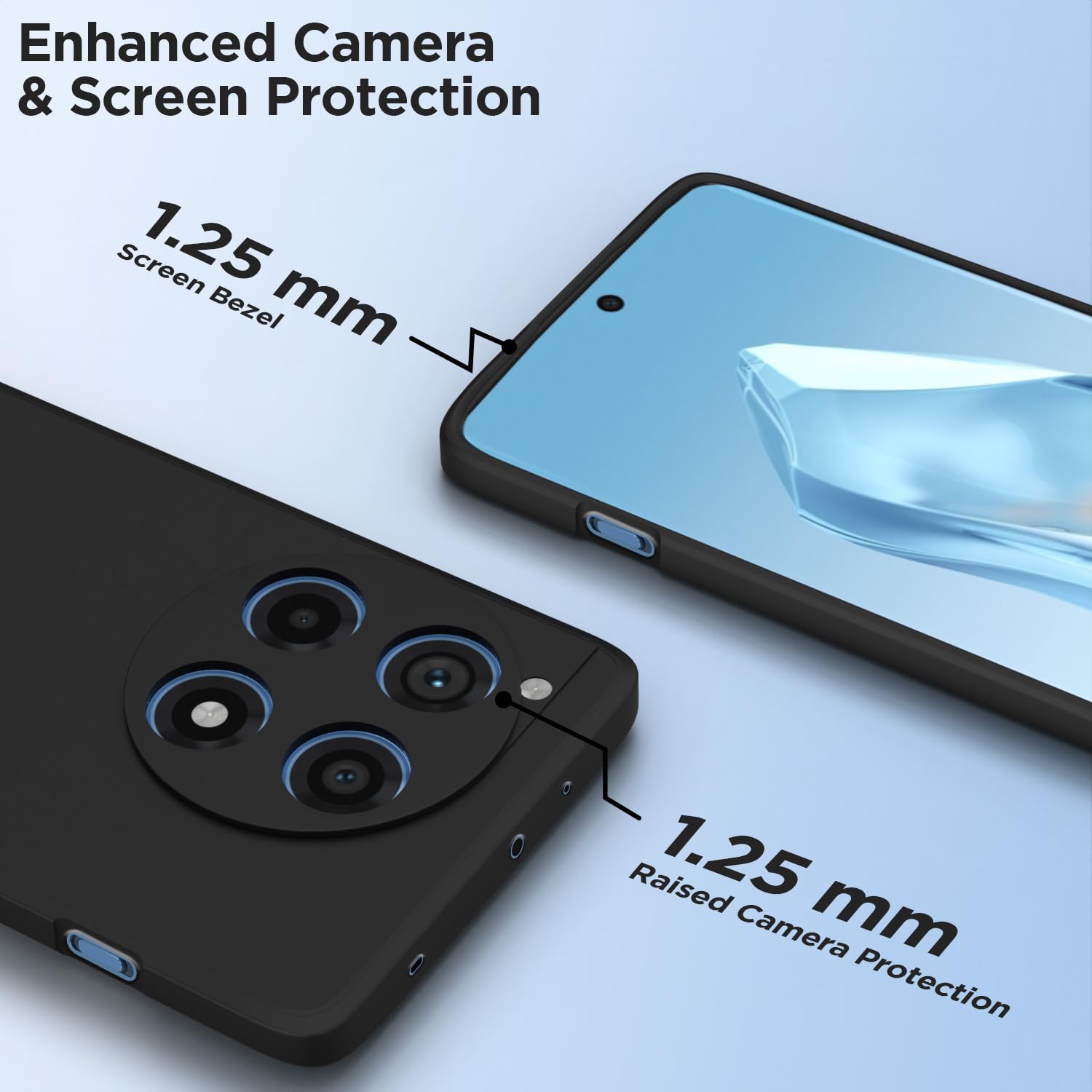 Pikkme OnePlus 12R 5G Liquid Silicone Back Cover | Black