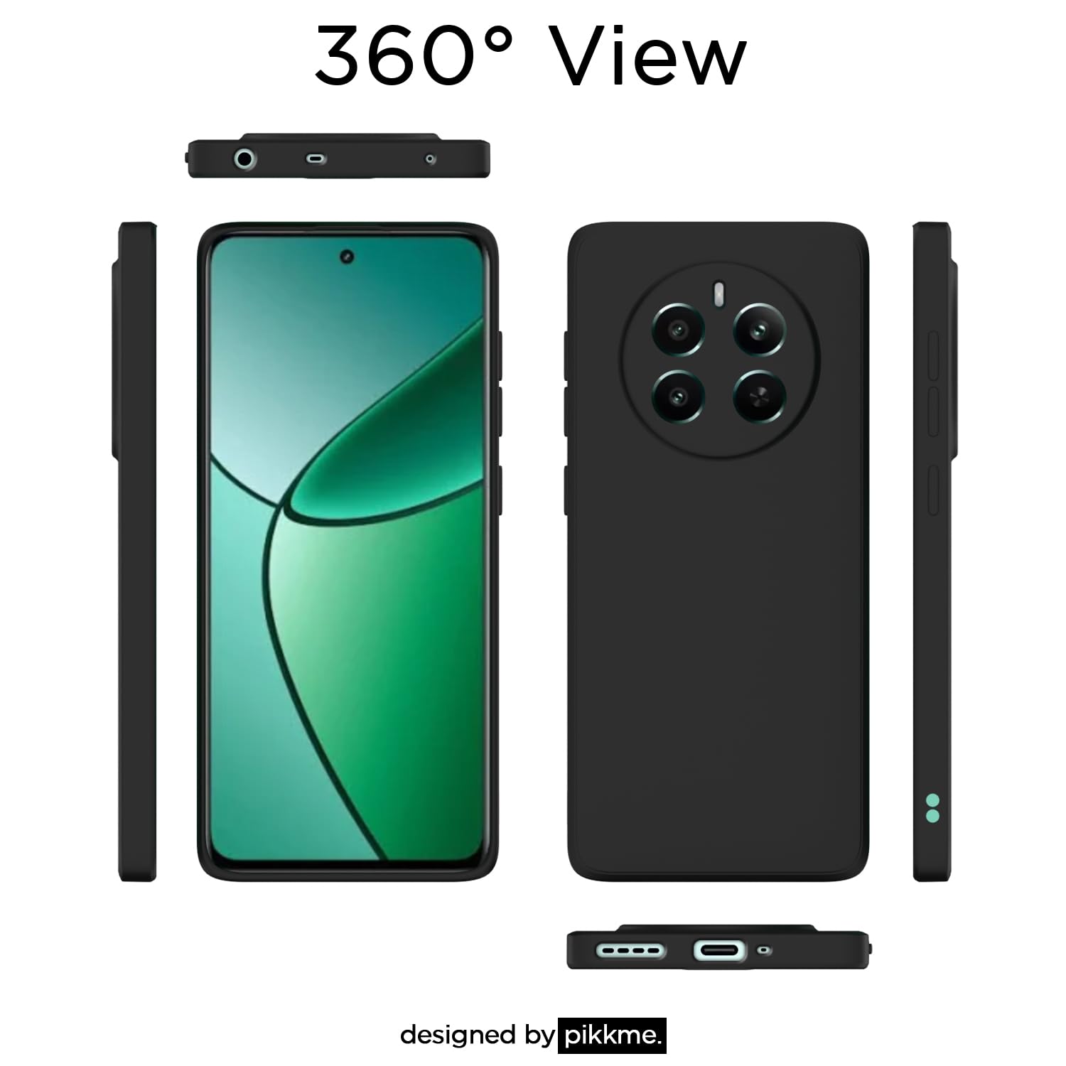 Pikkme Realme 12 Plus 5G Liquid Silicone Back Cover (Black)