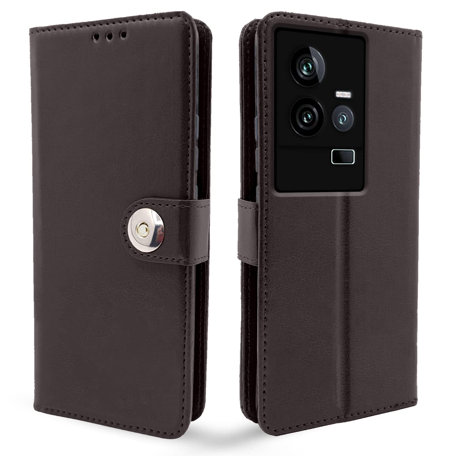 Pikkme coffee Button wallet flip cover for iQOO 11 5G