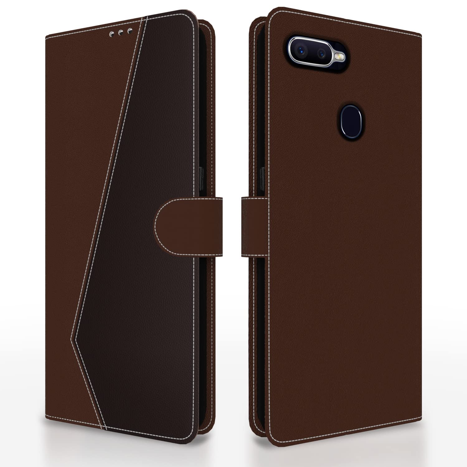 Pikkme brown & coffee mobile flip cover for Oppo F9/F9 Pro/A5/A5s/A7/A11k/A12/Realme 2/2 Pro/Realme U1