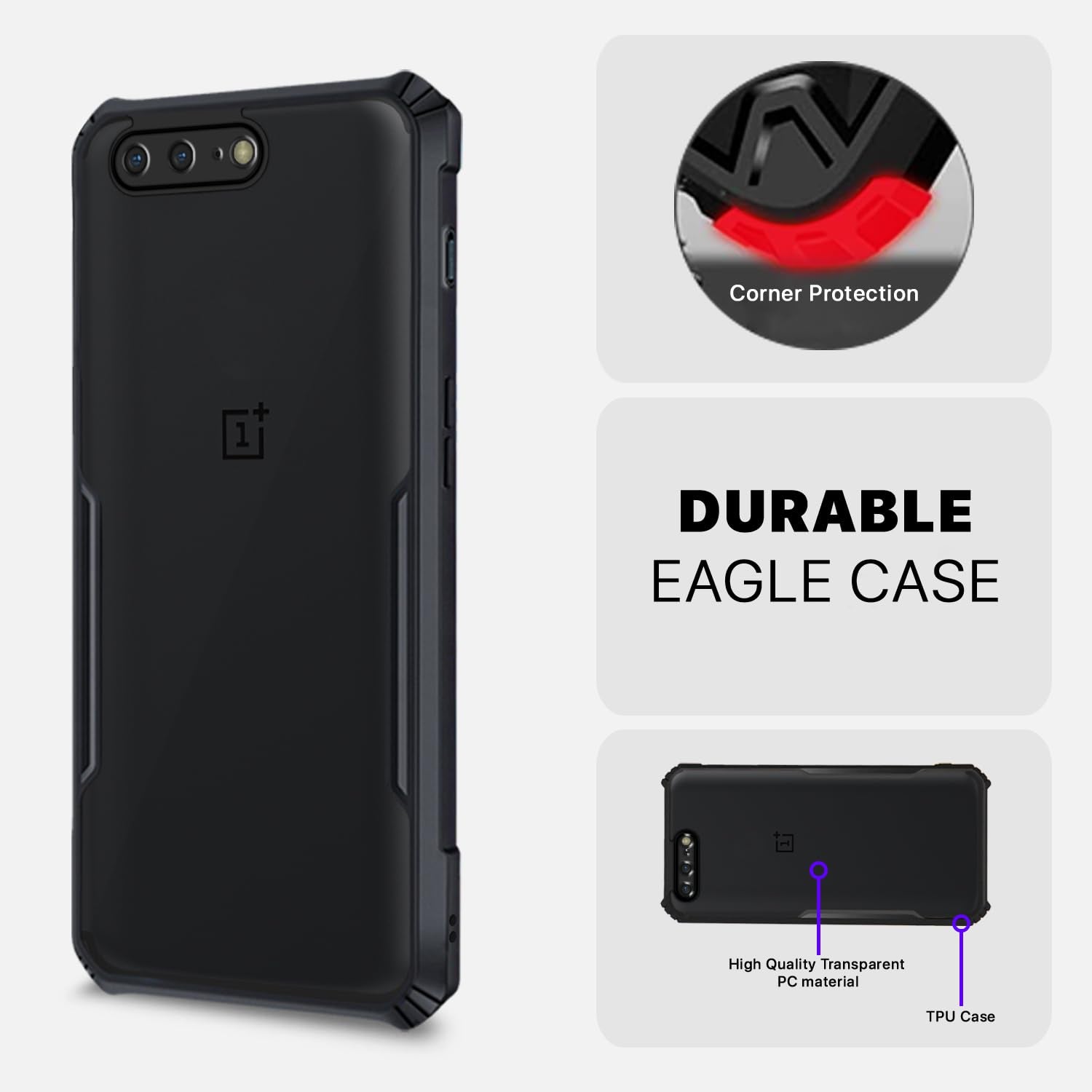 Pikkme OnePlus 5 Eagle Back Cover (Black)