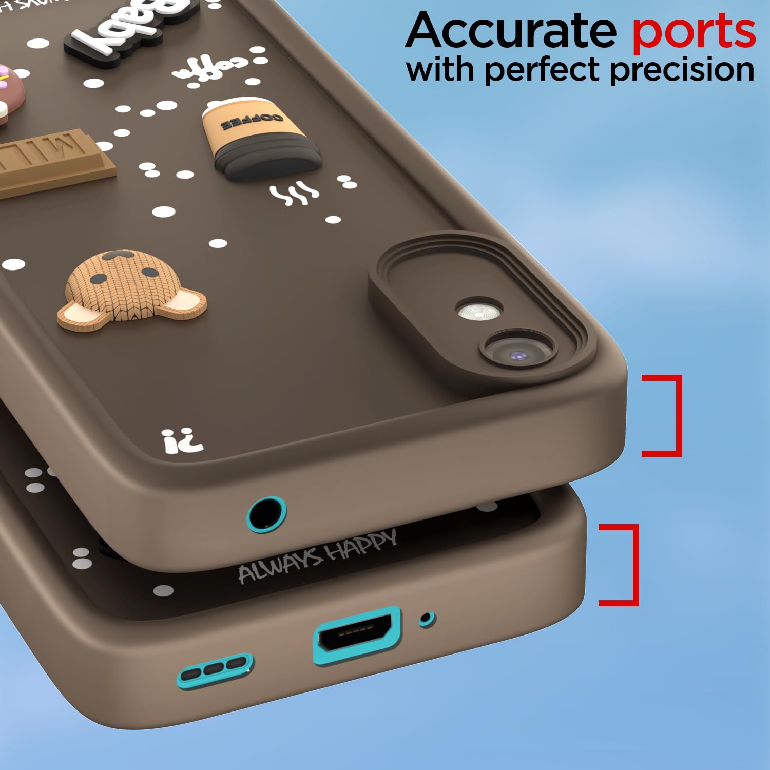 Pikkme Redmi 9A / 9i / 9A Sport Cute Fun Cartoon 3D Bear Coffee Back Cover (Brown)