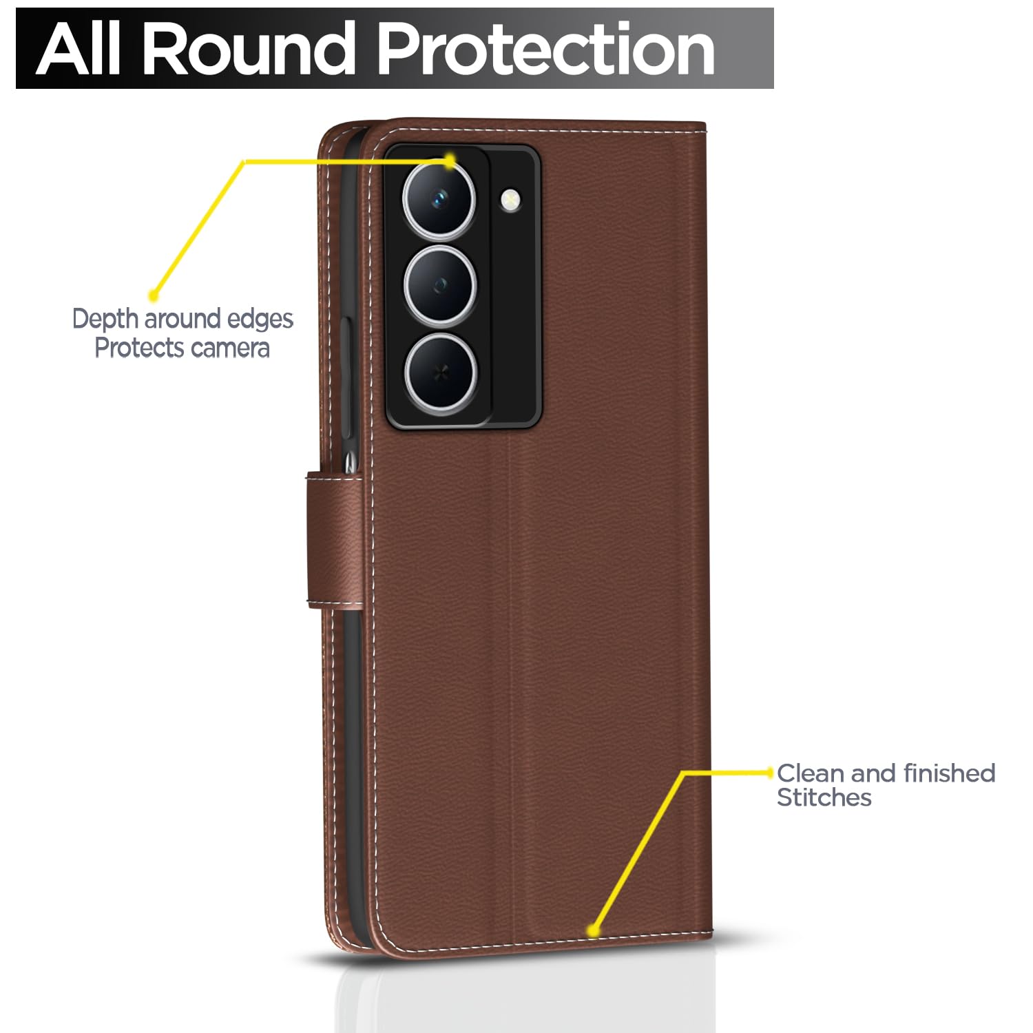 Realme Narzo 80x/P3x/14X 5G Wallet wallet flip cover in tan by Pikkme – photo 4