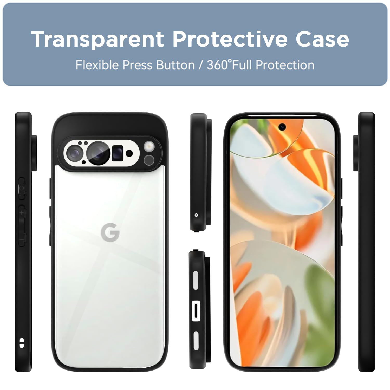 Pikkme Google Pixel 10 Pro Eagle 2 Shockproof Sleek Hybrid Armor Back Cover (Black)