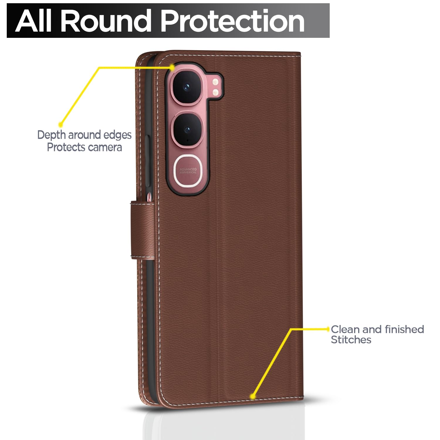 Pikkme tan Wallet mobile flip cover for Vivo Y31 5G – photo 4