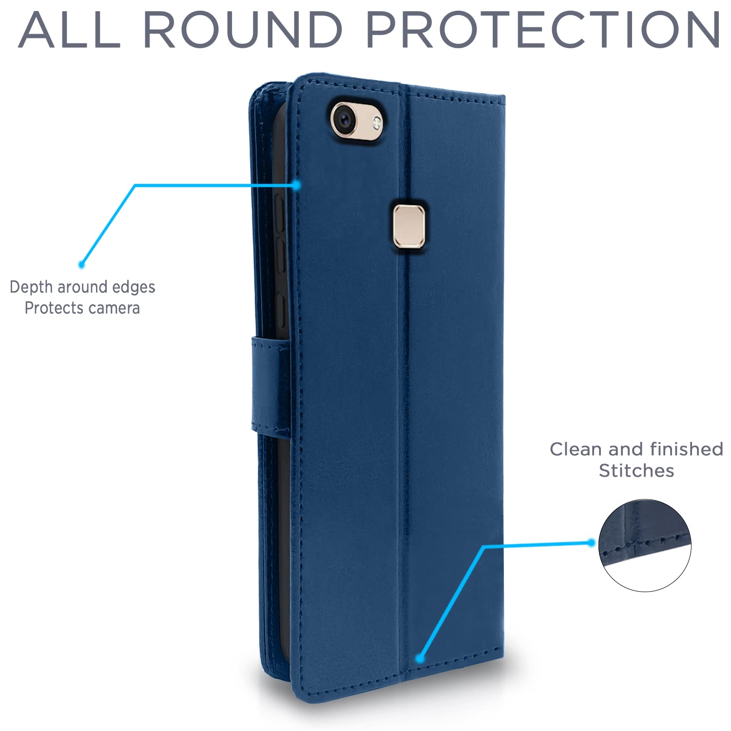 Pikkme Vivo V7 Plus Vintage Flip Cover | Blue