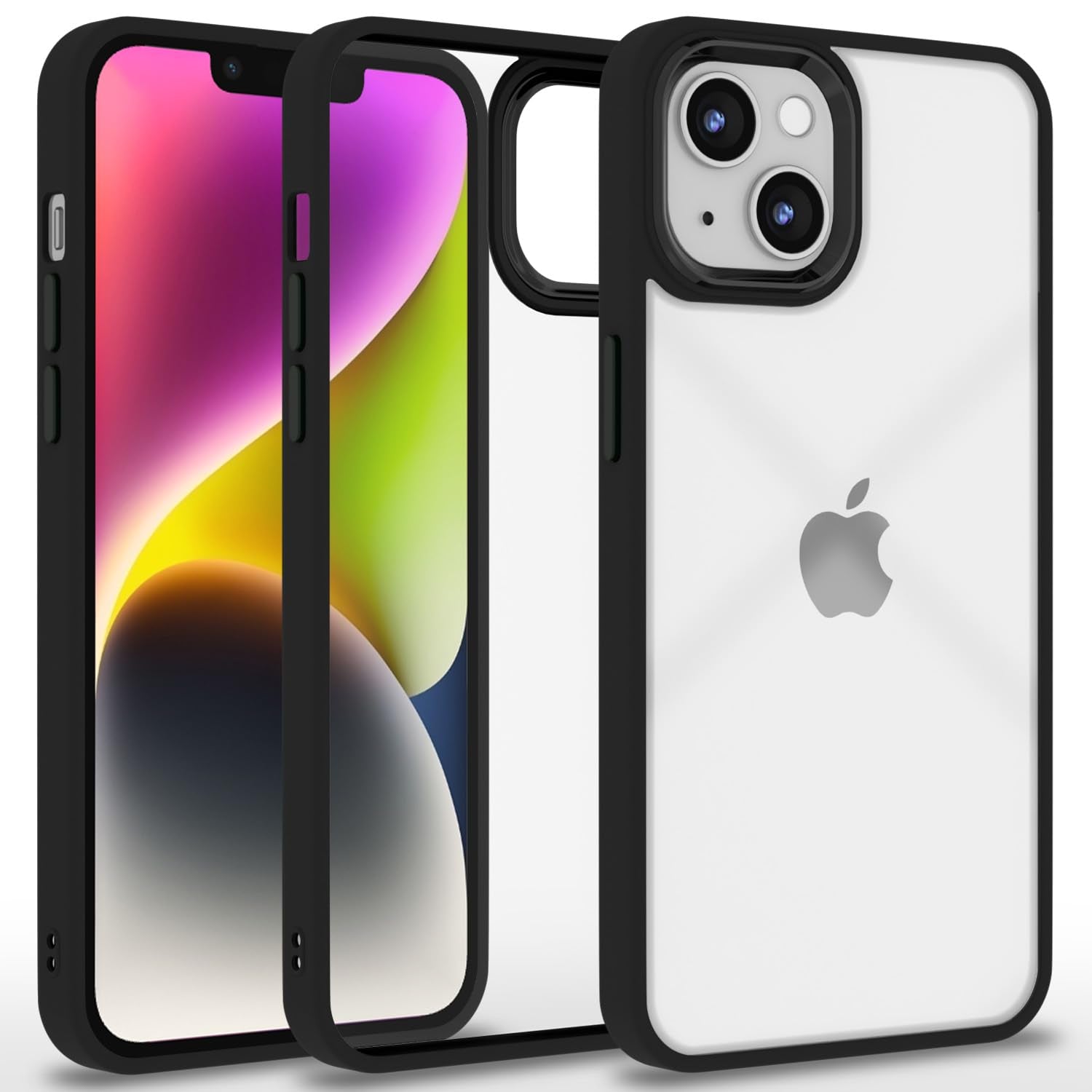 iPhone 14 Chrome Metal Ring Back Cover -Black