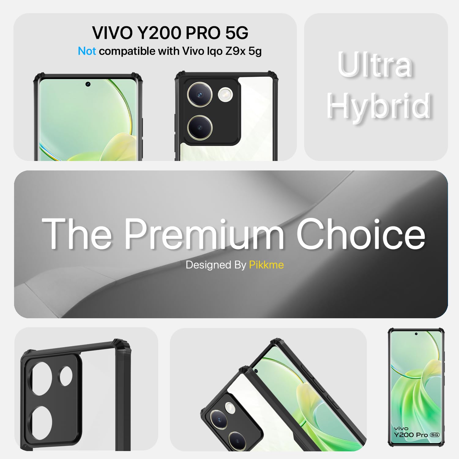 Vivo Y200 Pro 5G Clear back cover in black by Pikkme – photo 3