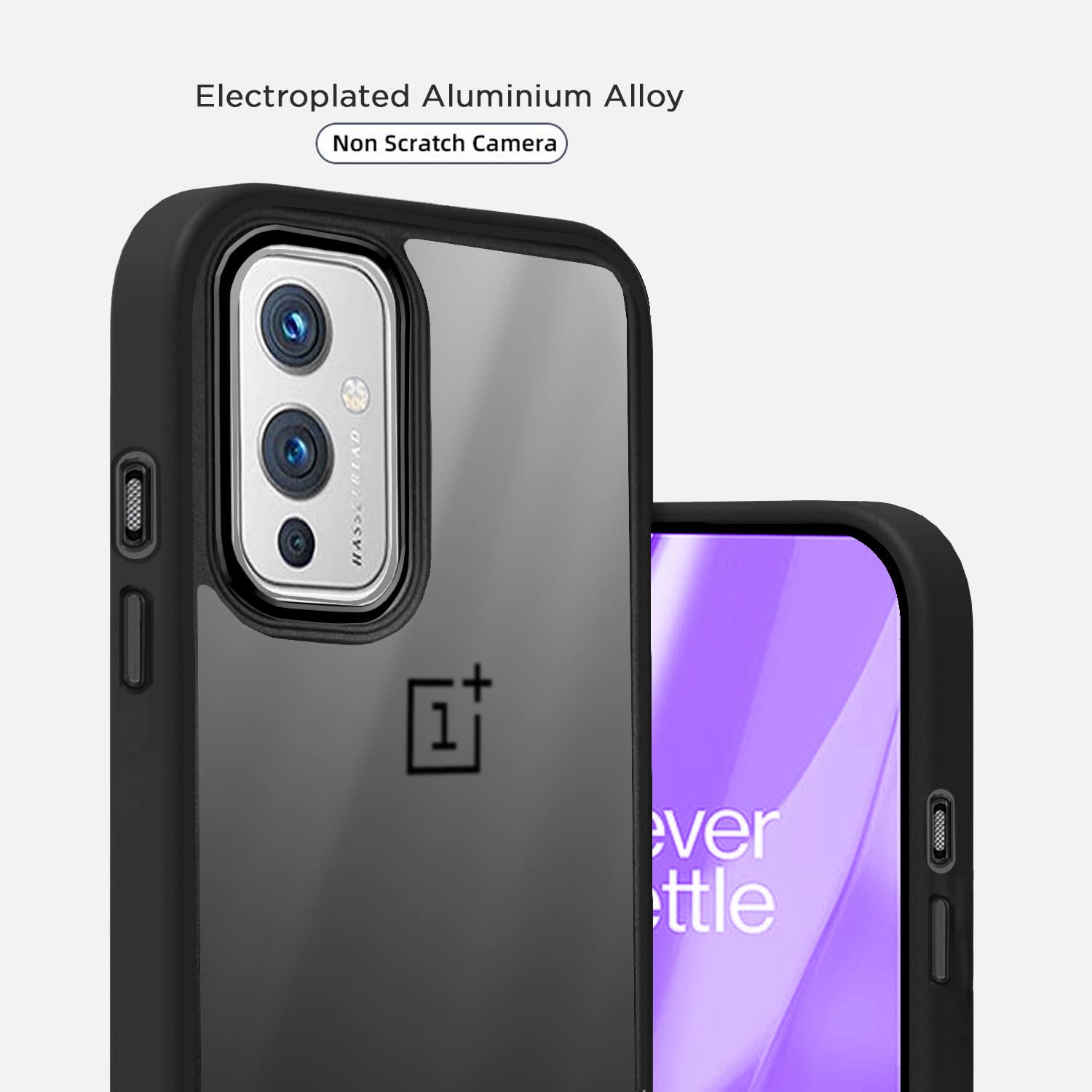 Pikkme Oneplus 9 5G Oneplus 9 5G Chrome Metal Ring Back Cover (Black)