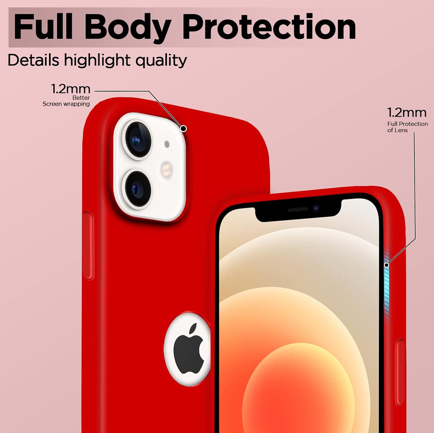 Pikkme iPhone 12/12 Pro Super Soft Silicone Back Cover (Red)