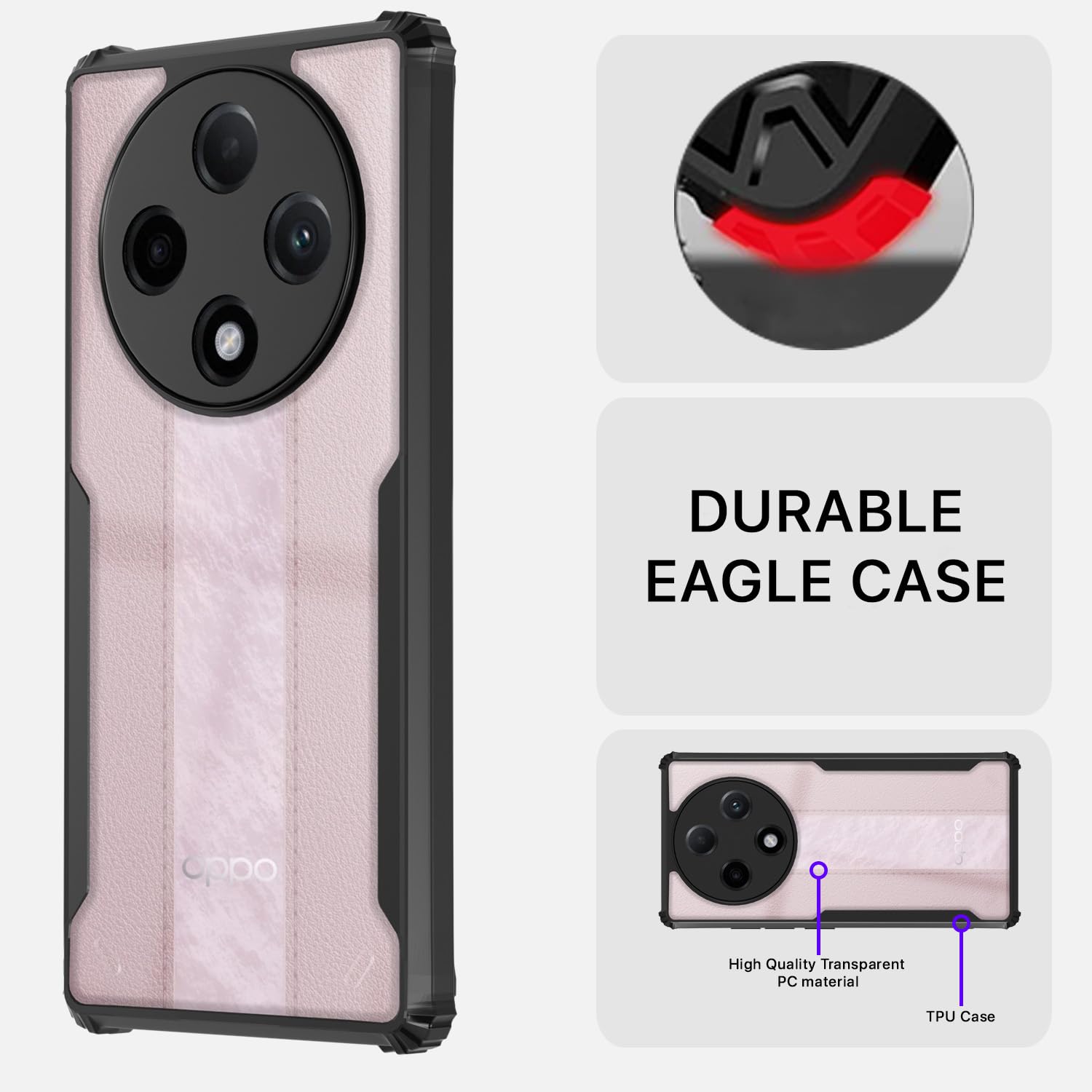 Pikkme Oppo A3 Pro 5G Eagle Back Cover (Black)