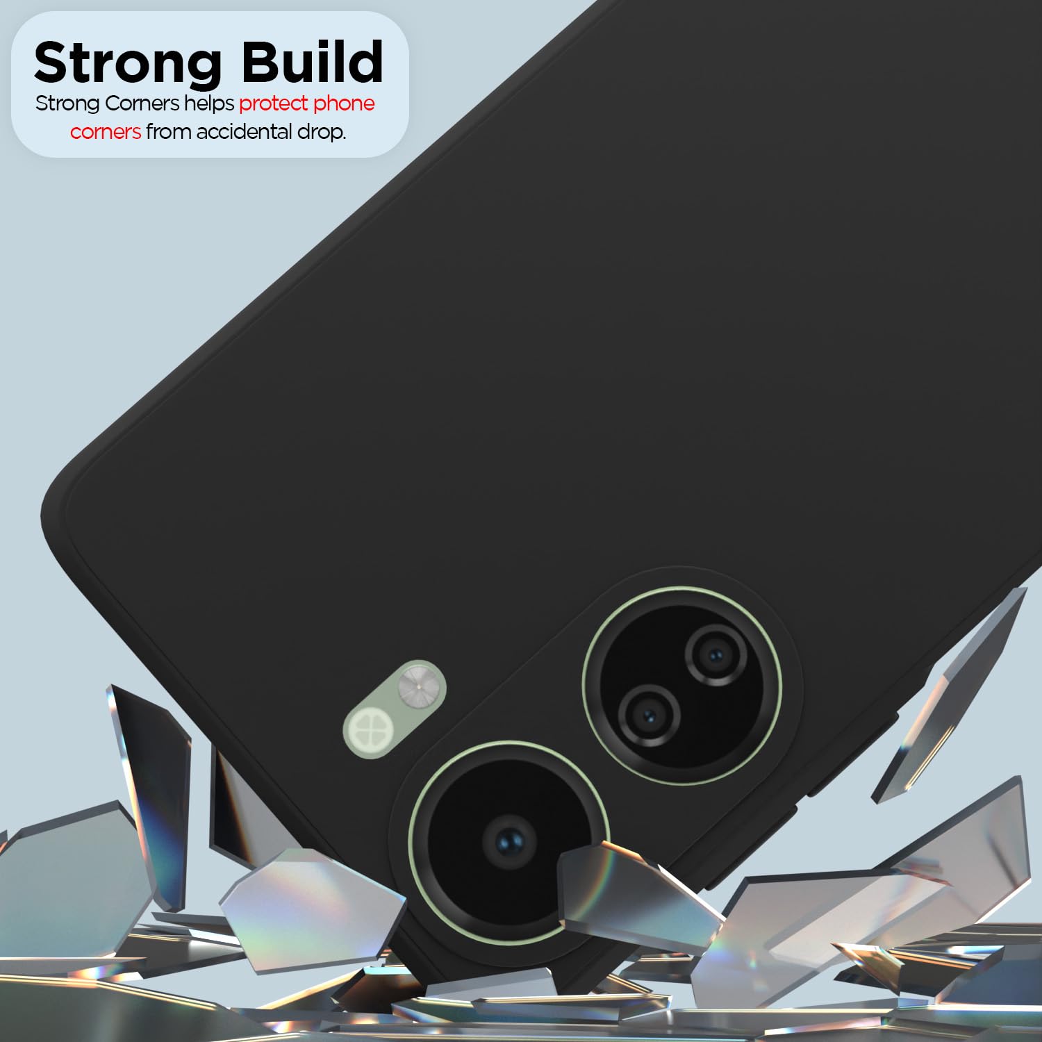 Pikkme Redmi 13C 4G Liquid Silicone Back Cover (Black)