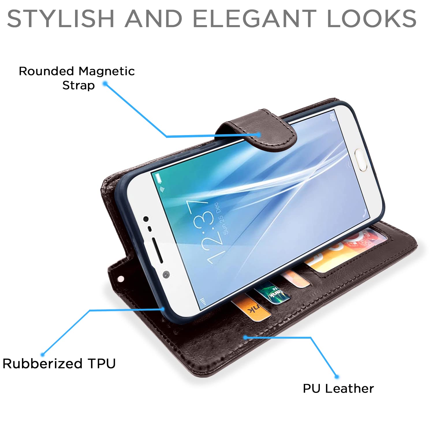 Pikkme Vivo V5 / V5S / Y66 / Y67 Vintage Flip Cover | Coffee