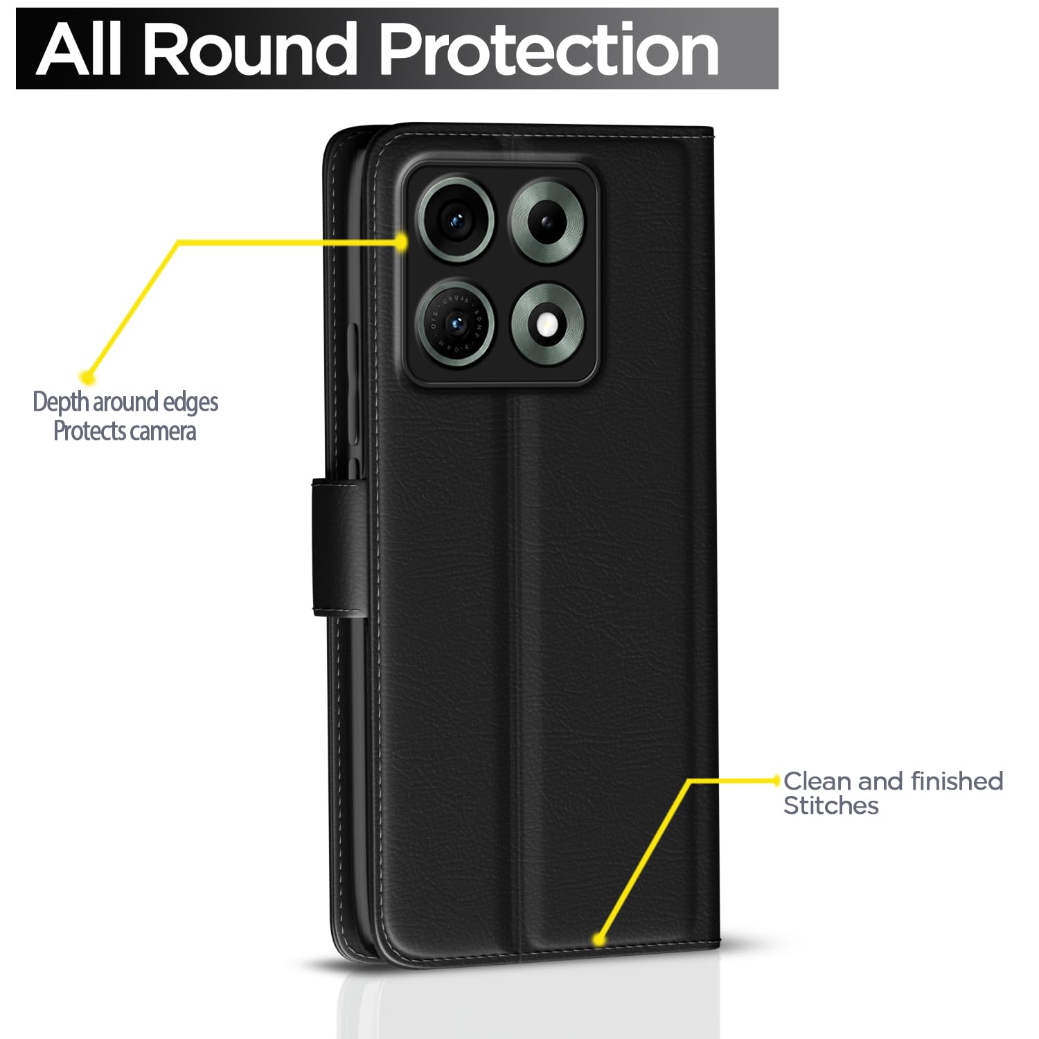 Pikkme Moto Edge 70 Max 5G black wallet flip cover – photo 4