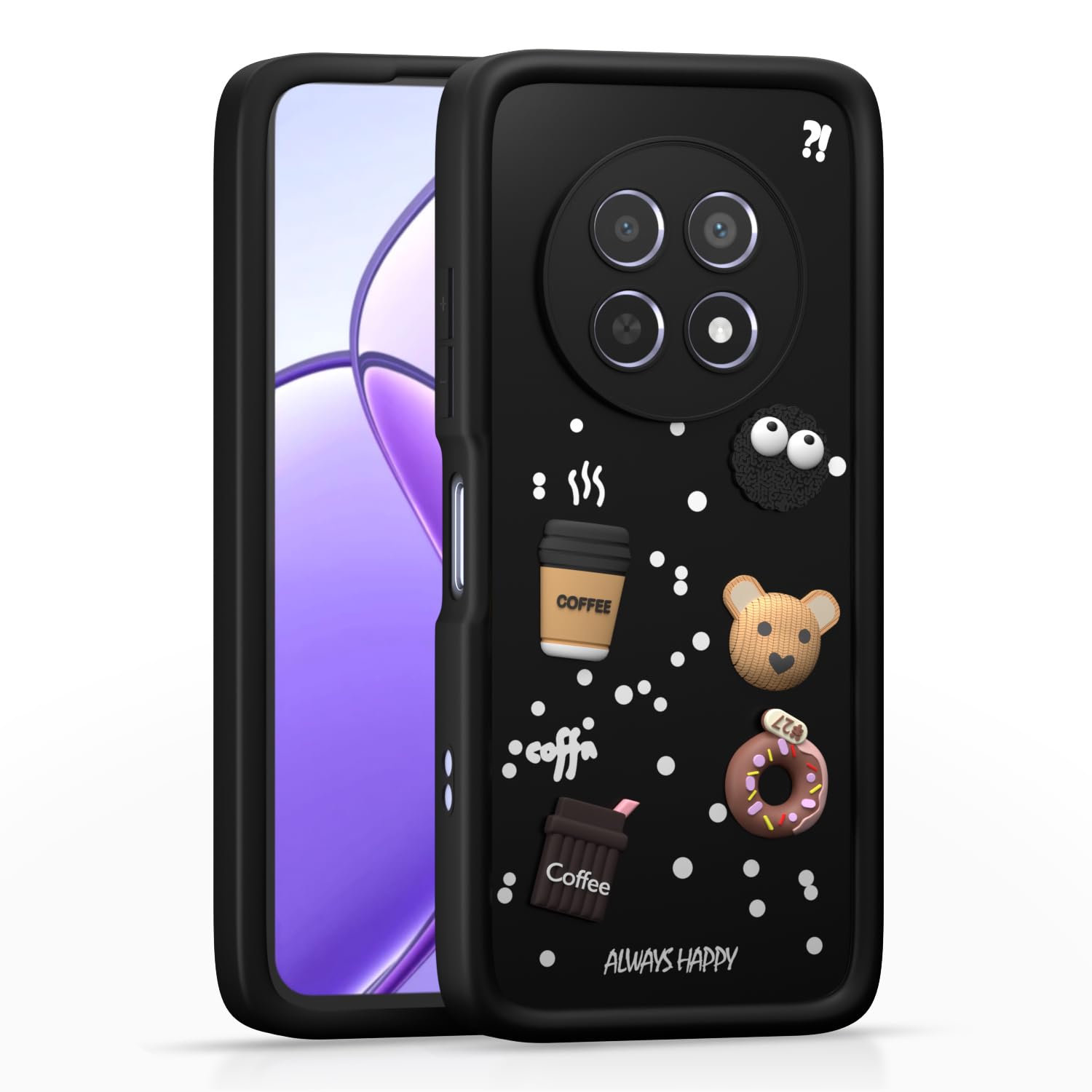 Pikkme realme125g Cute Fun Cartoon 3D Bear Silicone Back Cover - Black