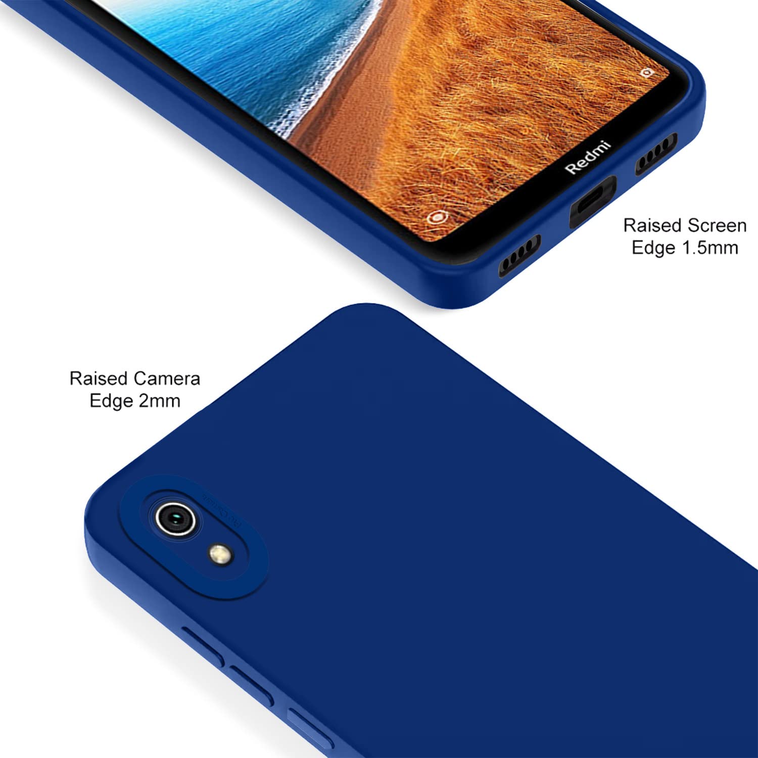 Pikkme Redmi 7A Liquid Silicone Back Cover (Blue)