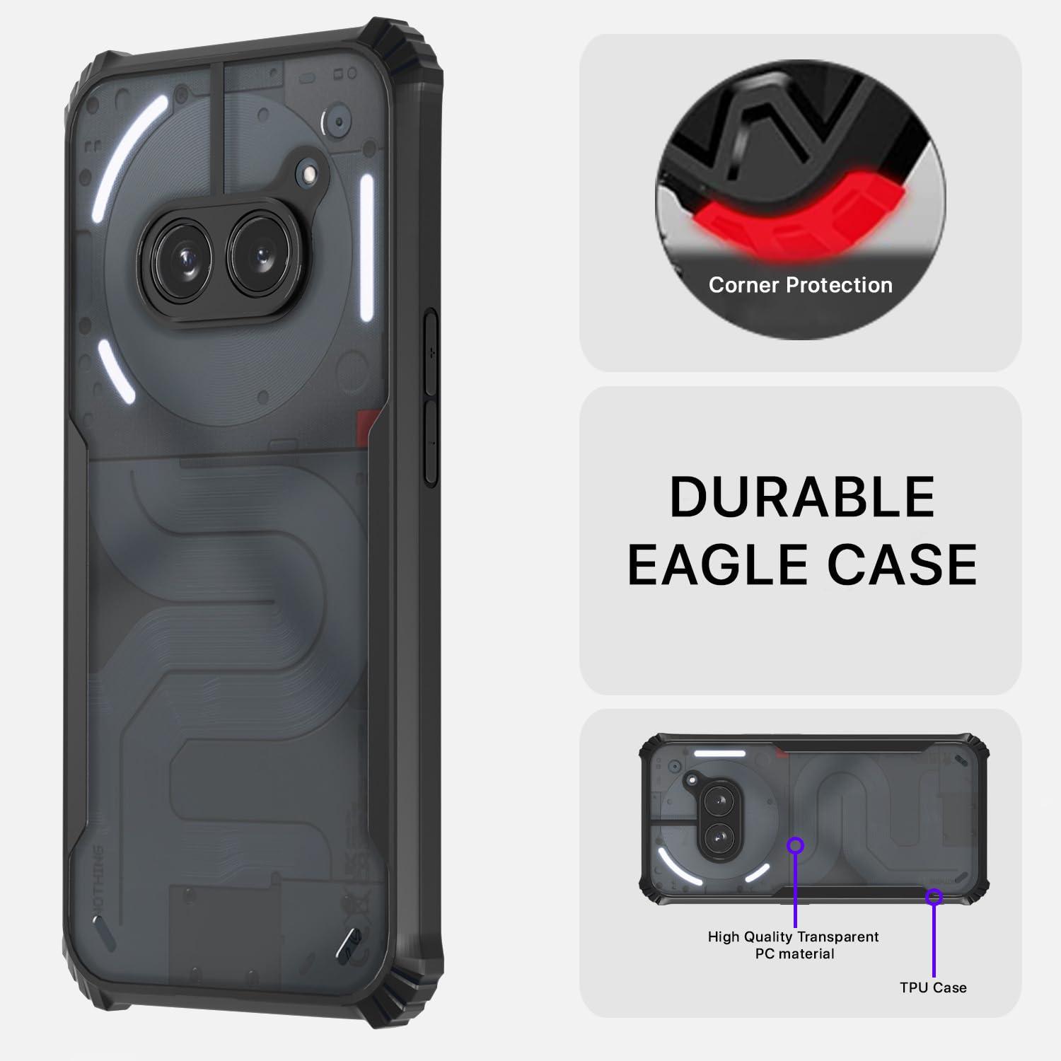 Pikkme Nothing Phone 2A / Nothing Phone 2A Plus Eagle Back Cover (Black)