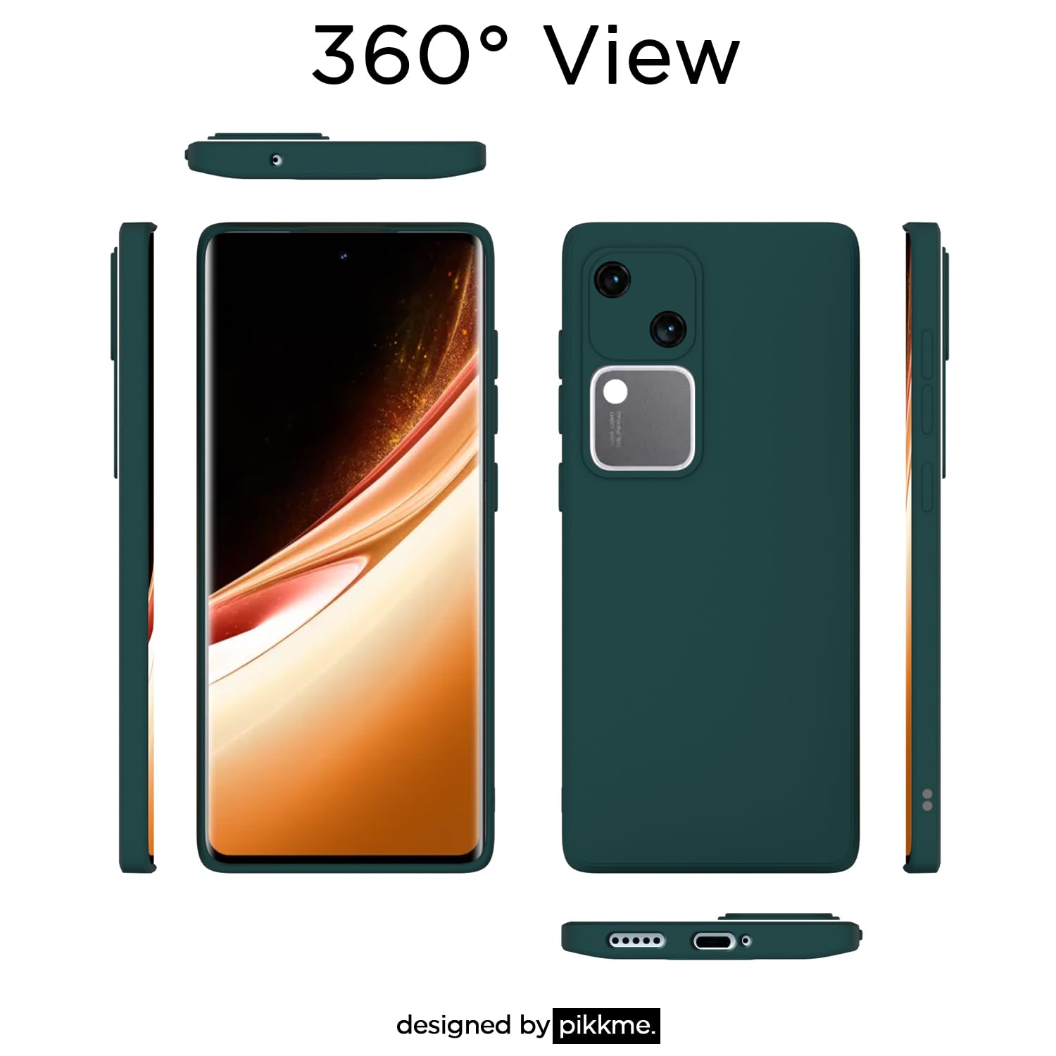 Pikkme Vivo V30 5G Liquid Silicone Back Cover (Green)