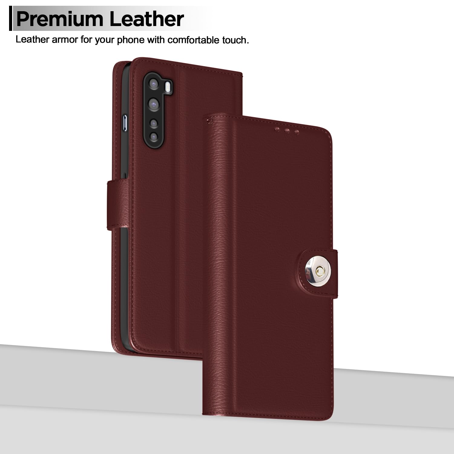 Pikkme OnePlus Nord (2020) Button brown mobile flip cover – photo 2