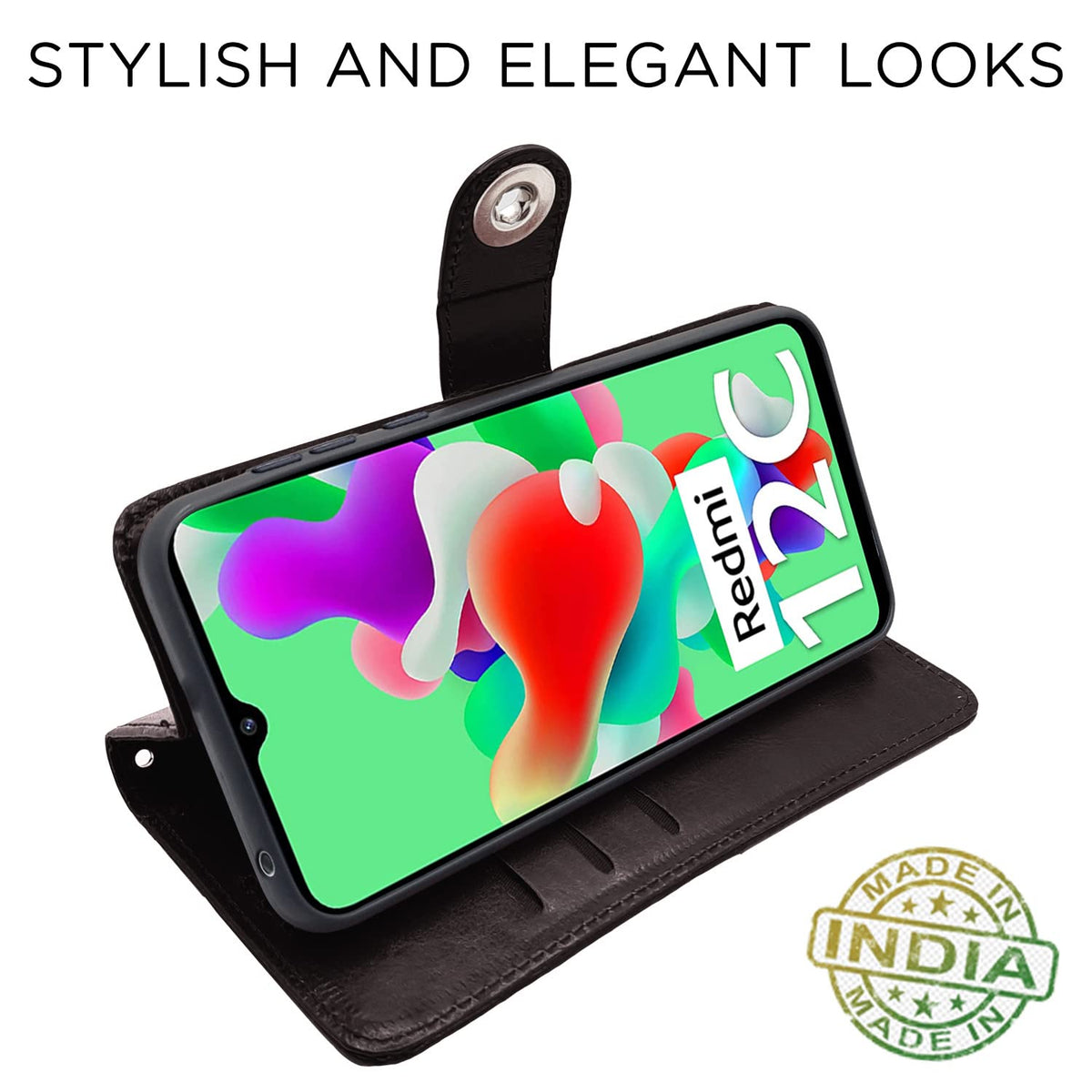 Pikkme Redmi 12C/Poco C55 Button coffee flip cover – photo 5