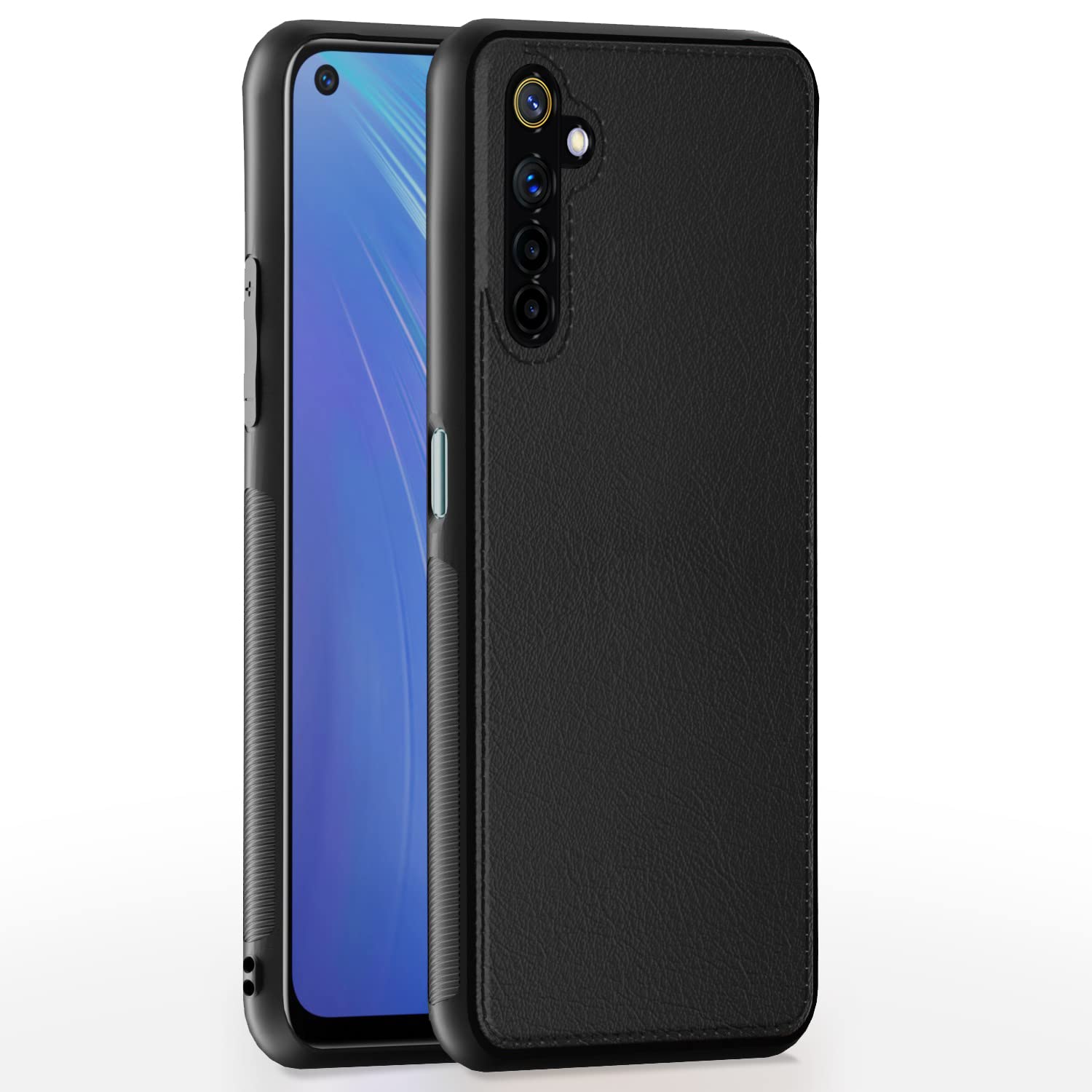 Realme 6 LeatherBack Back Cover – Black