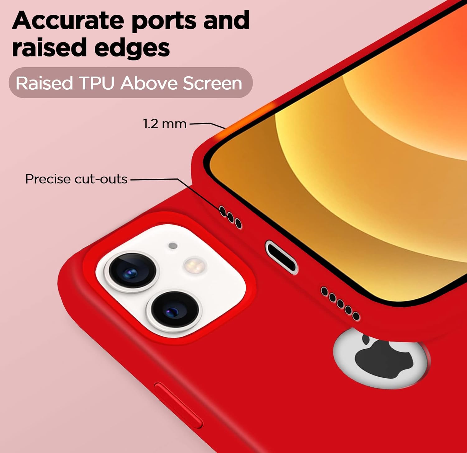 Pikkme iPhone 12/12 Pro Super Soft Silicone Back Cover (Red)