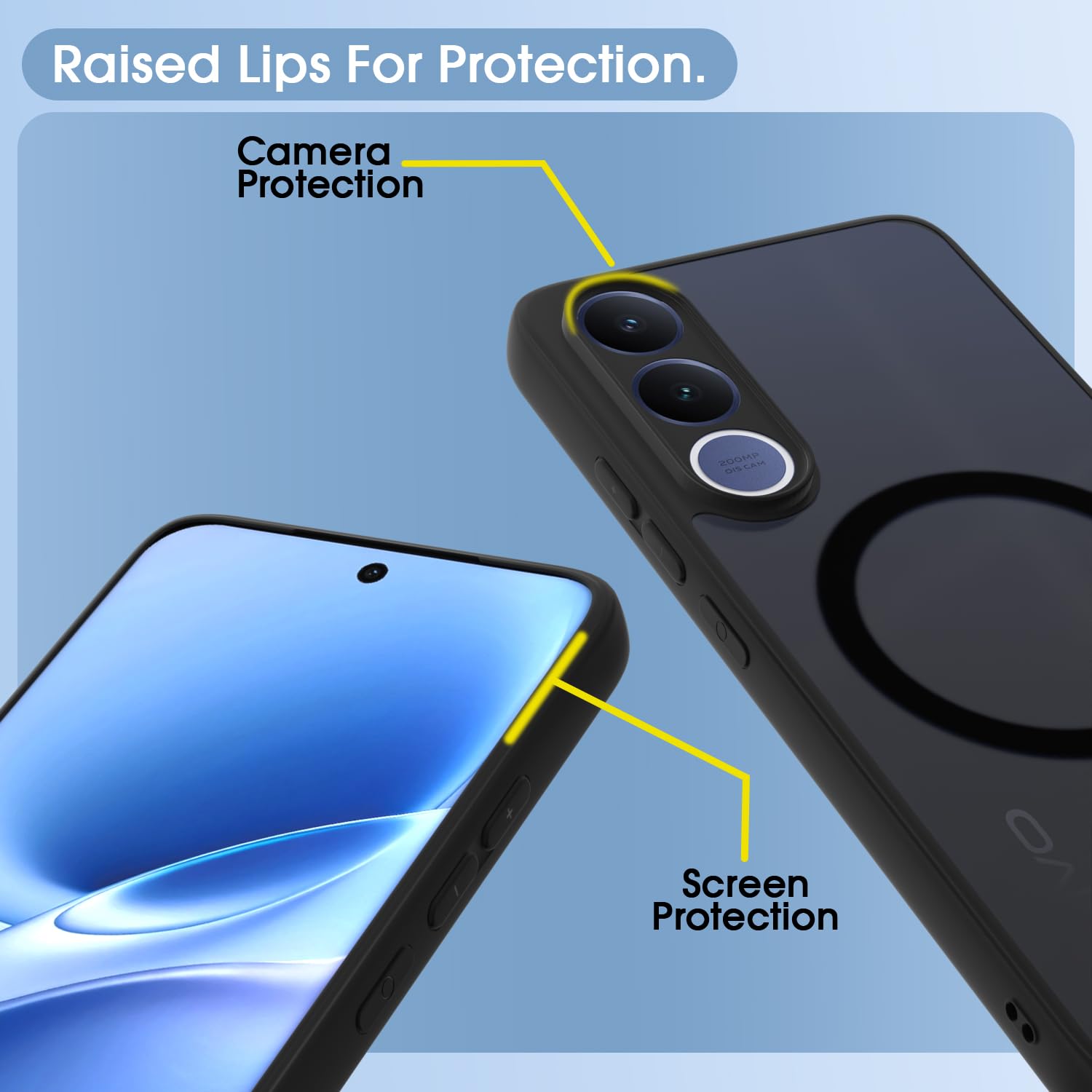 Pikkme black smoke mag-safe MagSafe back cover for Vivo V70 FE 5G – photo 4