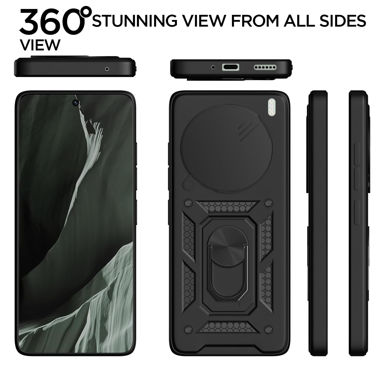 Pikkme Vivo X200 5G Sliding Camera Shield & Stand D10 Tough Armor Back Cover (Black)