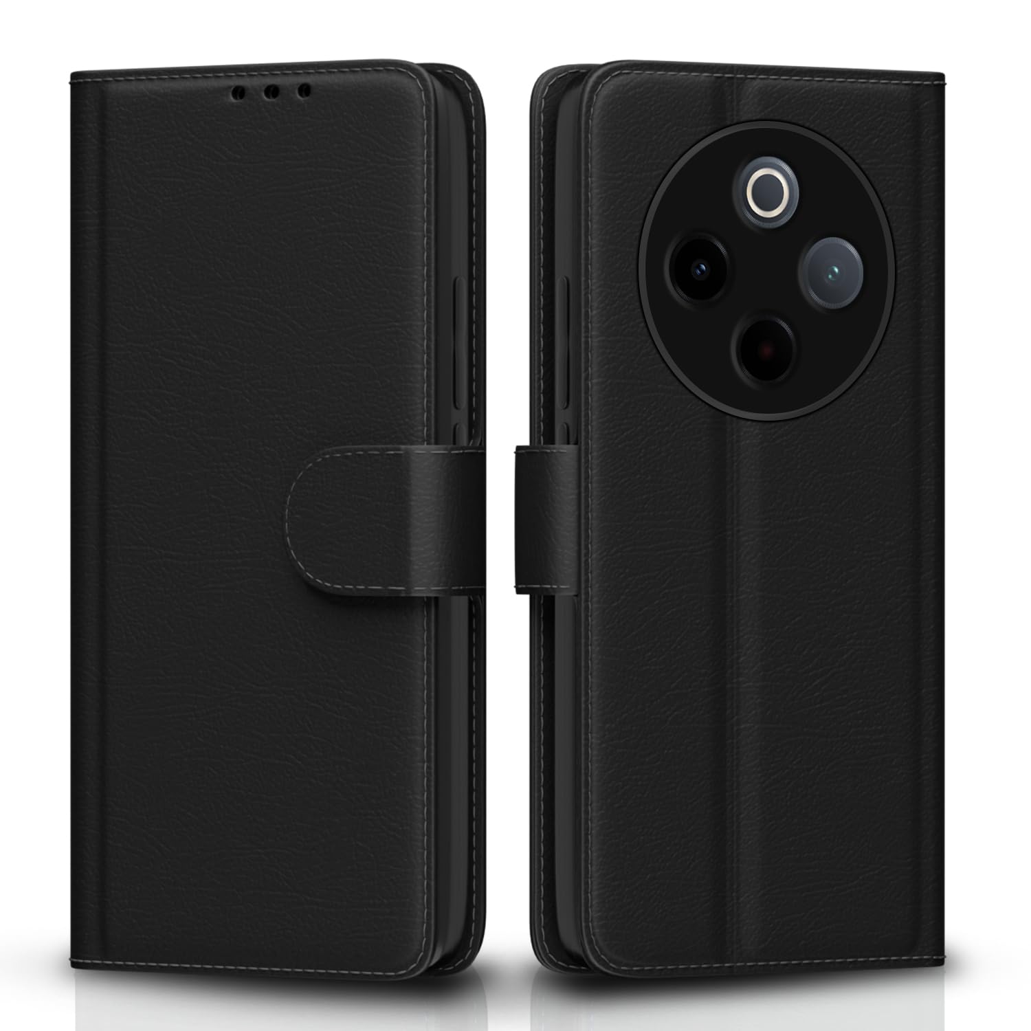 Pikkme black wallet flip cover for Vivo T4/iQOO Z10 5G