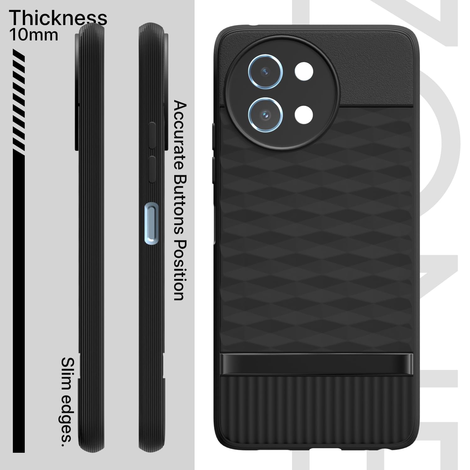 Pikkme Vivo Y58 5G / Vivo T3x 5G / Vivo Y200i Gencase Back Cover (Black)