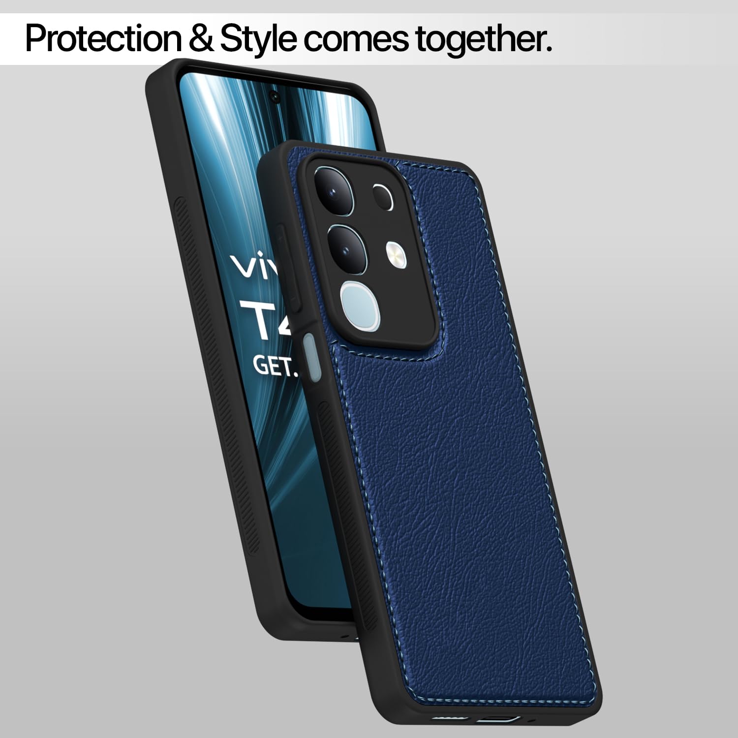 Pikkme Vivo T4x 5G / iQoo Z10x 5G Leather Back Case | Blue
