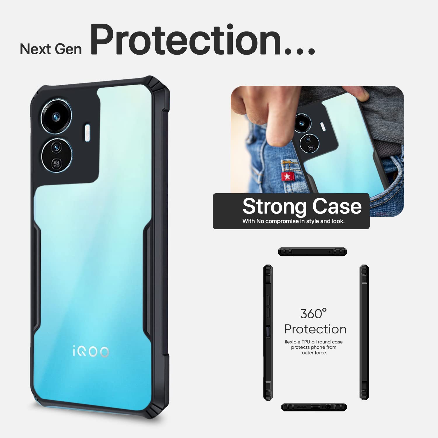Pikkme iQOO Z6 Lite 5G Eagle Back Cover (Black)