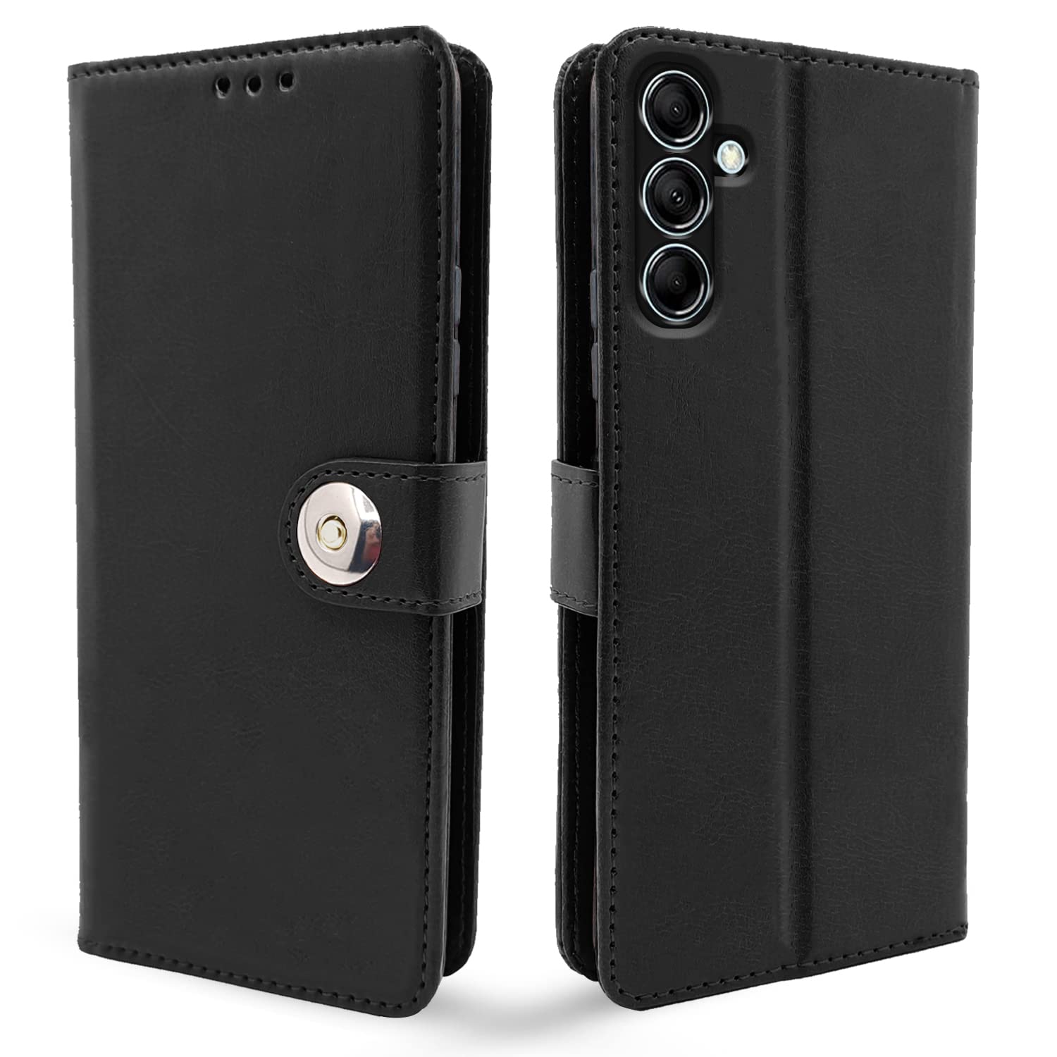 Samsung M14 5G Button mobile flip cover in black by Pikkme