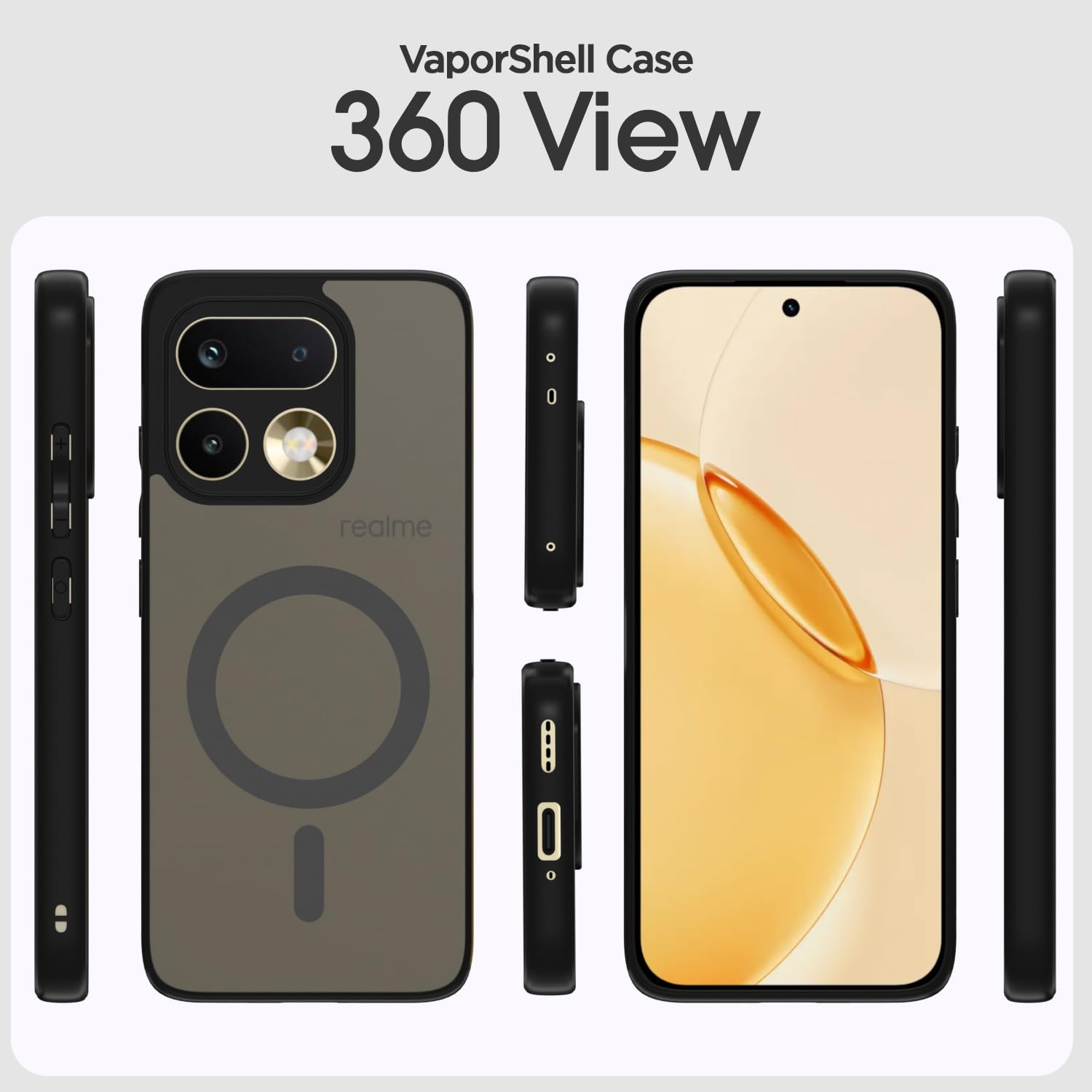 Pikkme black smoke mag-safe mobile cover for Realme 16 Pro Plus 5G – photo 2